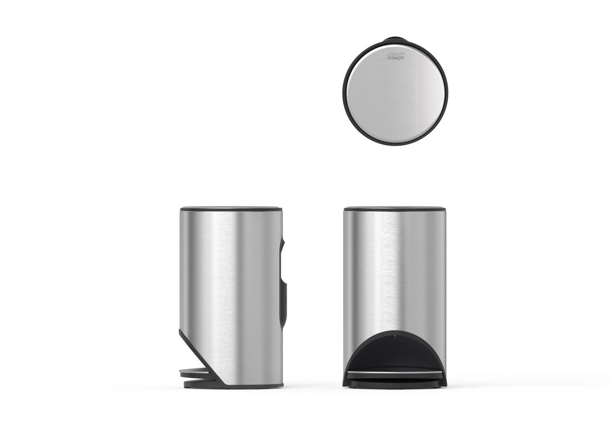 Arc Pedaleimer mit Innentasche H45cm D26cm 10l Edelstahl in Silber präsentiert im Onlineshop von KAQTU Design AG. Mülleimer ist von Joseph Joseph