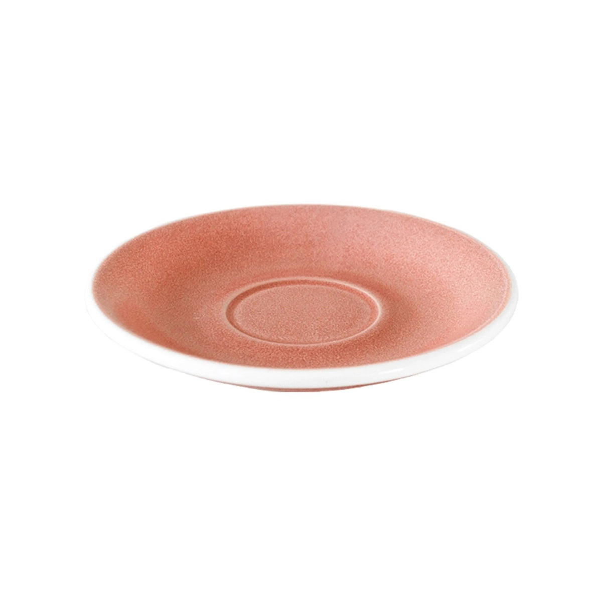 Runde Untertasse in Zinnoberrot, Modell Egg von Loveramics, mit klarer Form und glatter Oberfläche, Durchmesser 14.5cm.