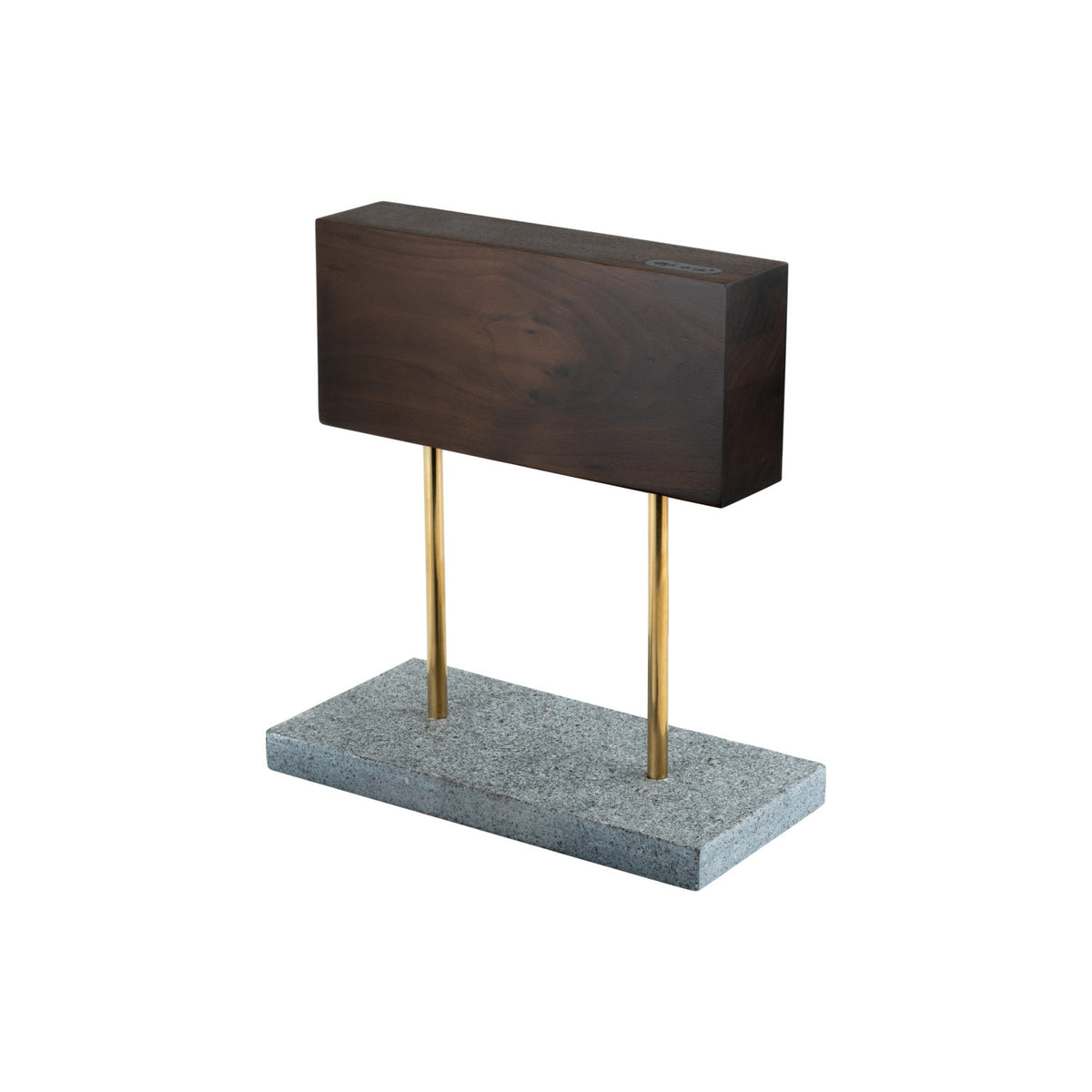 Magnetischer Messerblock Walnuss auf Natursteinfuss in Gelb präsentiert im Onlineshop von KAQTU Design AG. Messerblock ist von Style de Vie