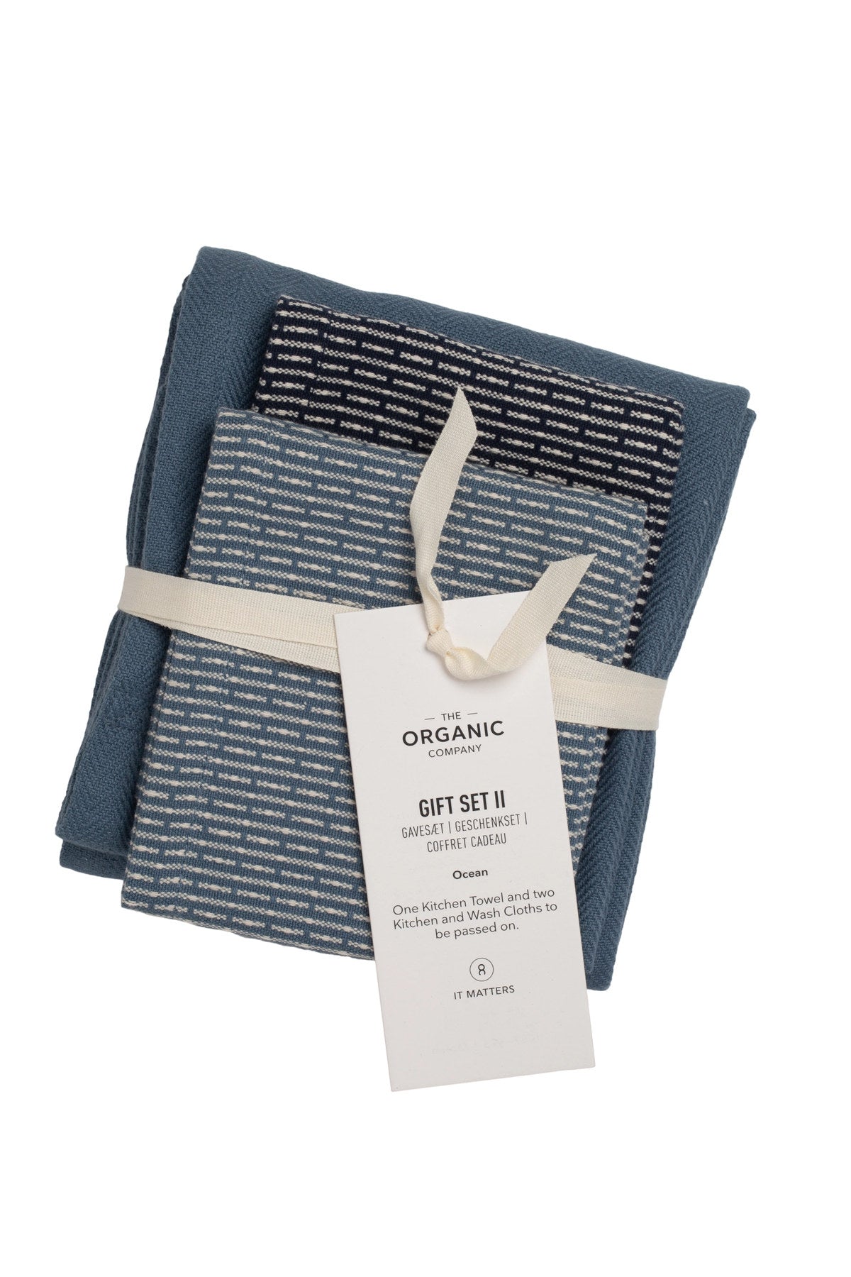 3er Set Geschirr- und Spühltuch 53x86cm ocean Biobaumwolle in Blau präsentiert im Onlineshop von KAQTU Design AG. Küchentuch ist von The Organic Company