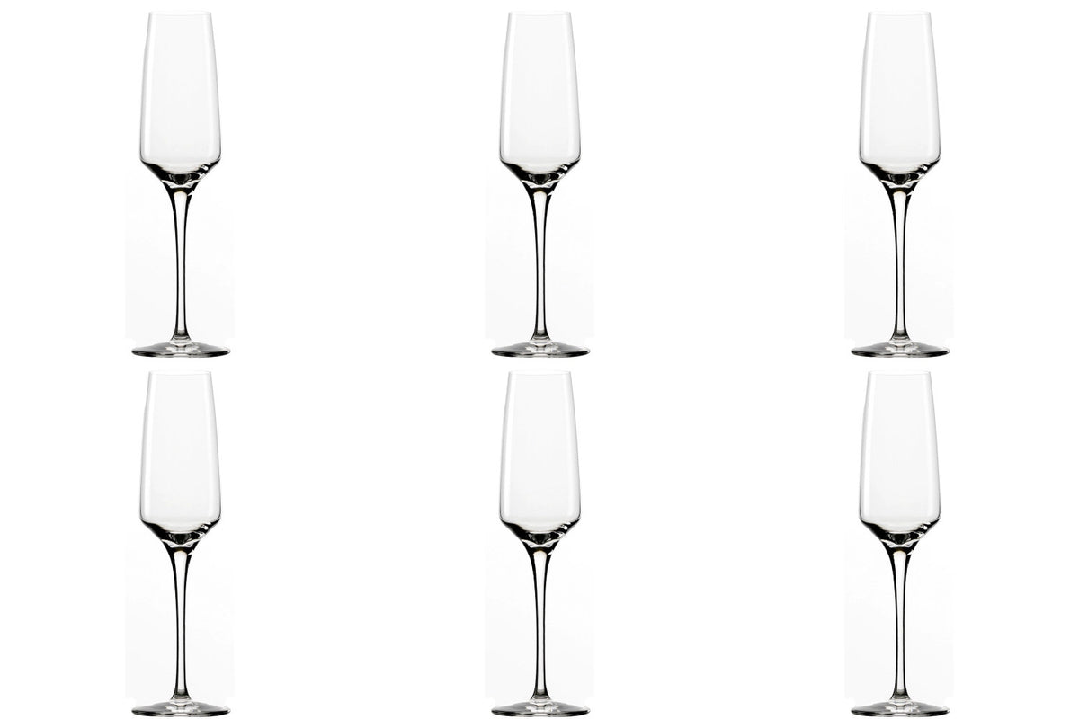 6er Set Sektkelche von Stölzle aus transparentem Glas, Serie Experience, geeicht auf 1dl, Fassungsvermögen 188ml, klassische Champagner Flute Form