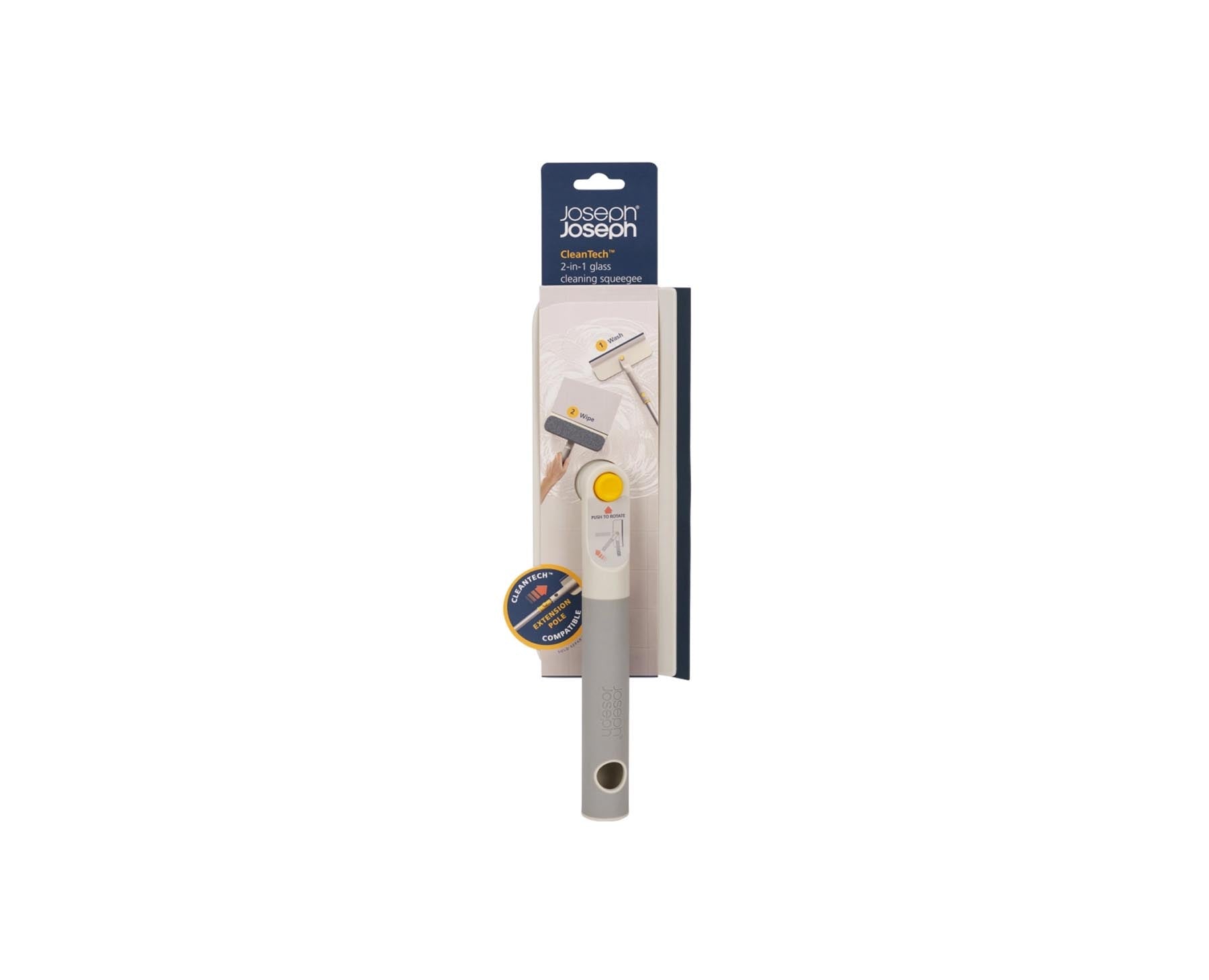 Praktischer CleanTech 2-in-1 Abzieher in elegantem Lichtstein-Grau, ideal für effektives Wischen und Trocknen von Fenstern und Fliesen.