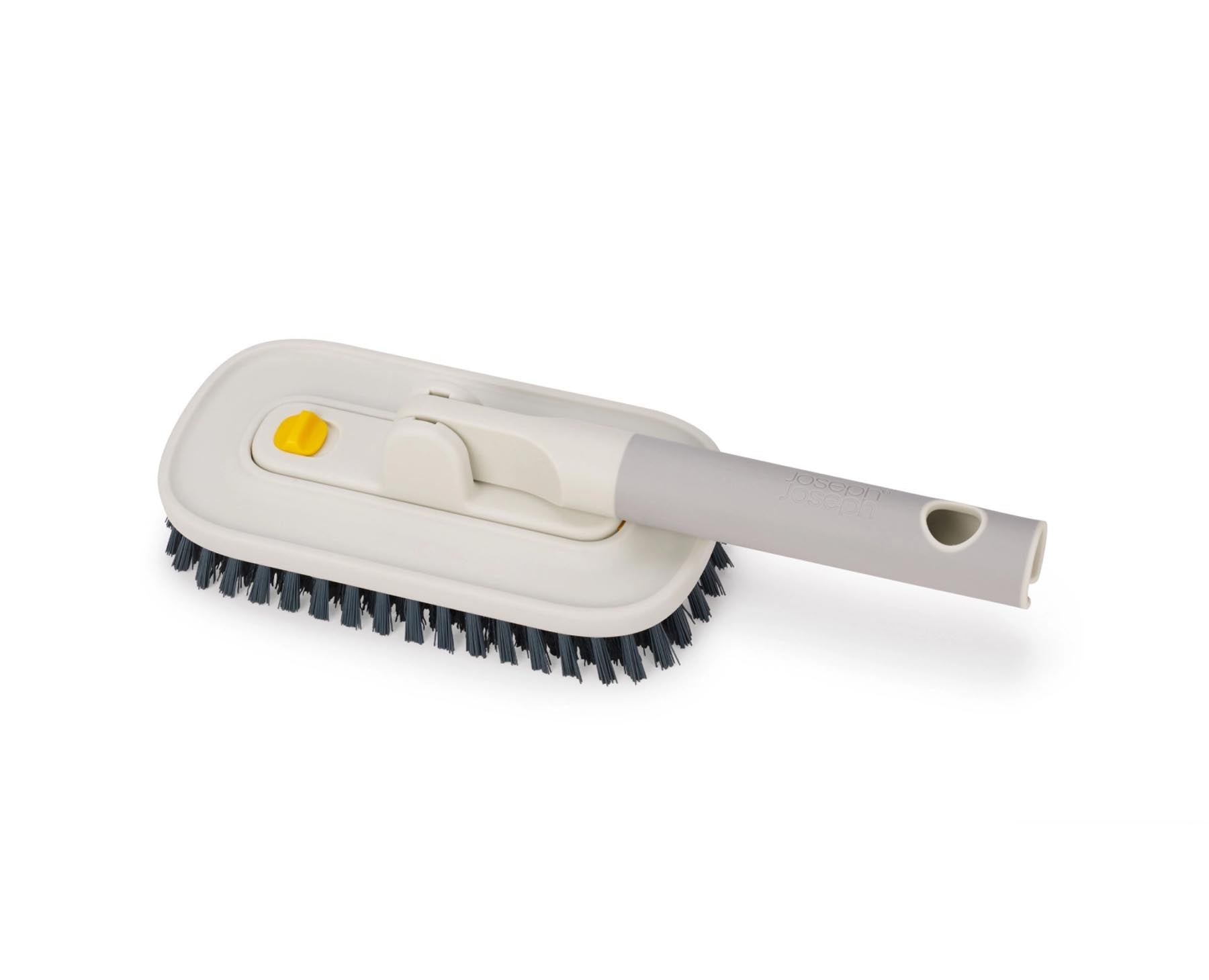 Praktischer 2-in-1-Fliesenschrubber in elegantem Lichtstein-Finish, ideal für gründliche Reinigung von Fliesen und anderen glatten Flächen.