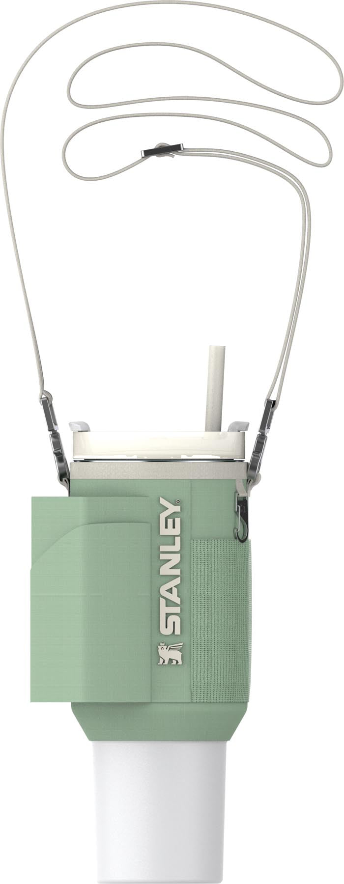 Praktische Stanley Thermosflasche in elegantem Pistaziengrün, perfekt für lange Tage. Hält deine Getränke über Stunden frisch und kühl.
