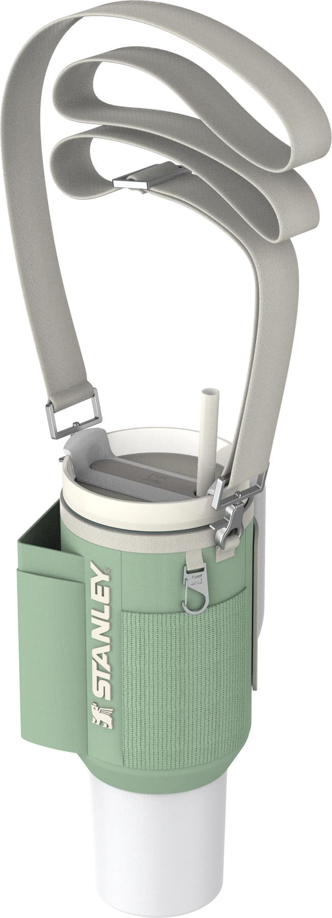 Stylische Stanley Thermosflasche in zartem Pistaziengrün, 1,18 l, perfekt für kalte Getränke und Abenteuer im Freien.