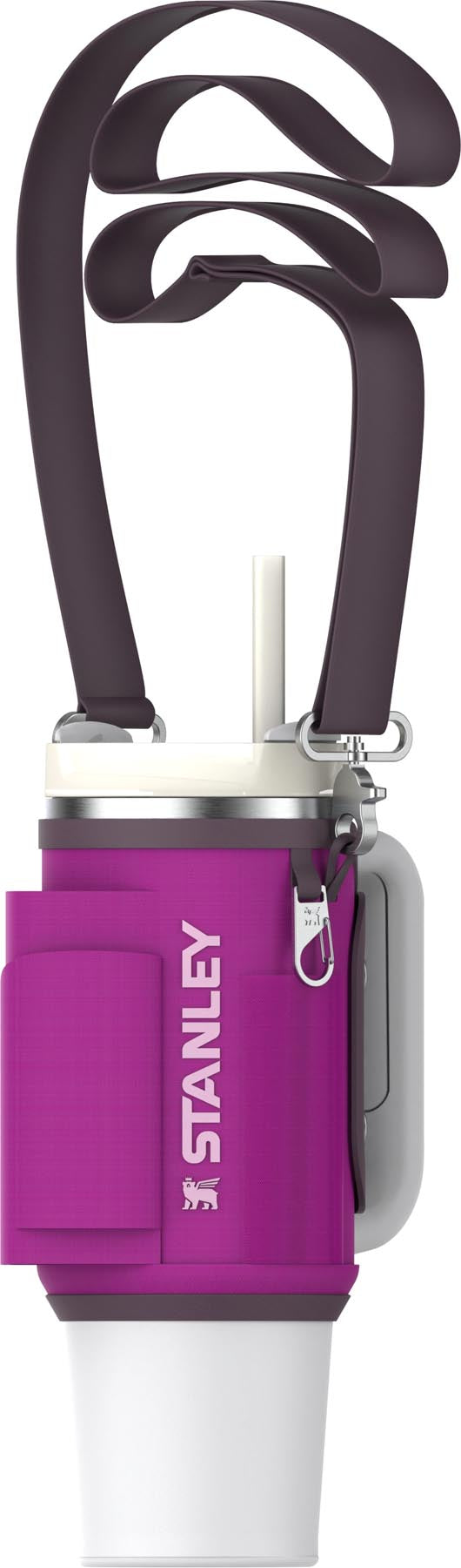 Stylische violette Stanley Thermosflasche All-Day Quencher Carry-All, 0.89l, ideal für unterwegs, mit praktischem Tragegriff für Komfort und Mobilität.