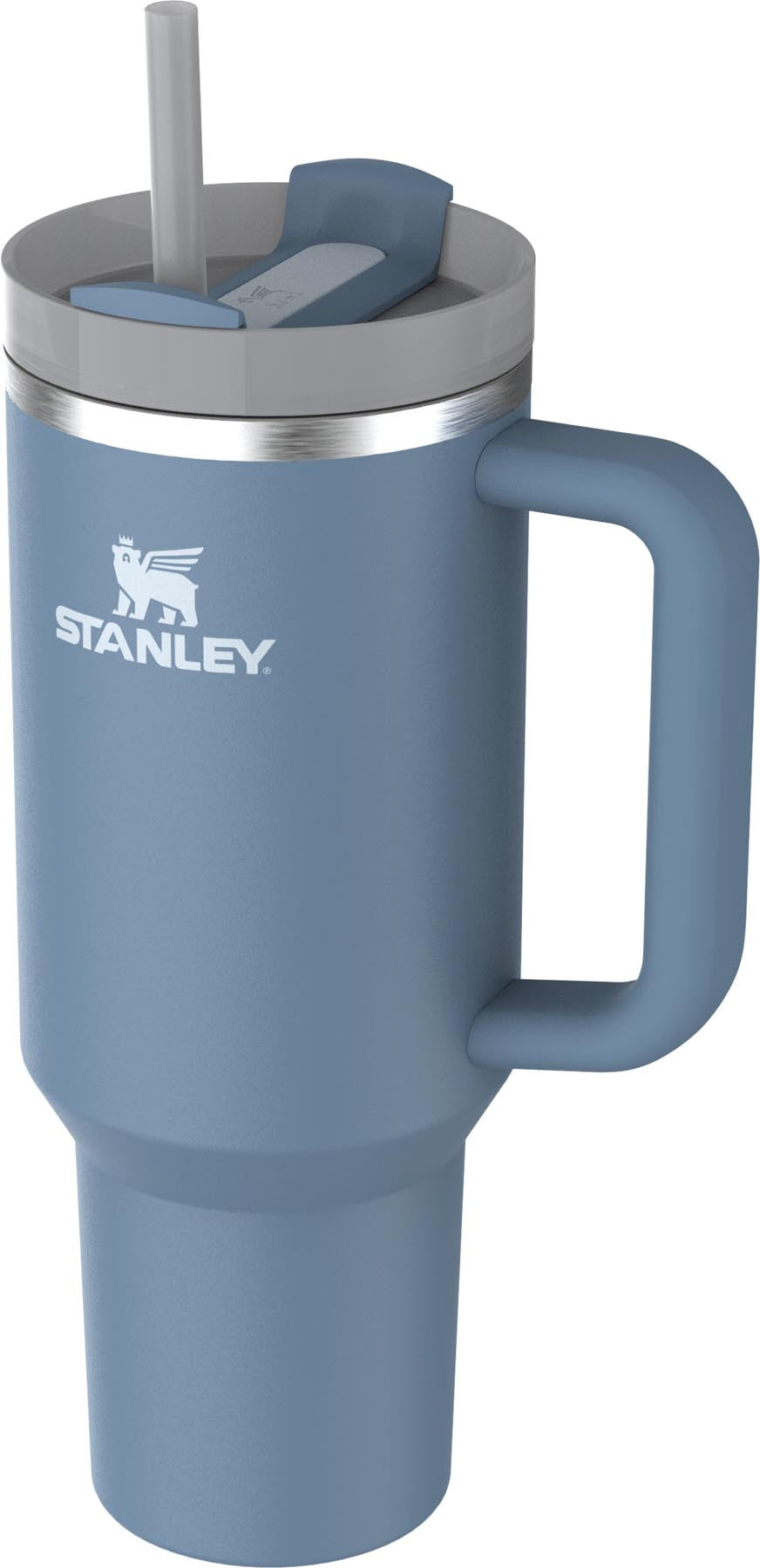 Moderne Stanley Thermosflasche Quencher FlowState 1.18l in elegantem Indigo, perfekt für die Erfrischung unterwegs.