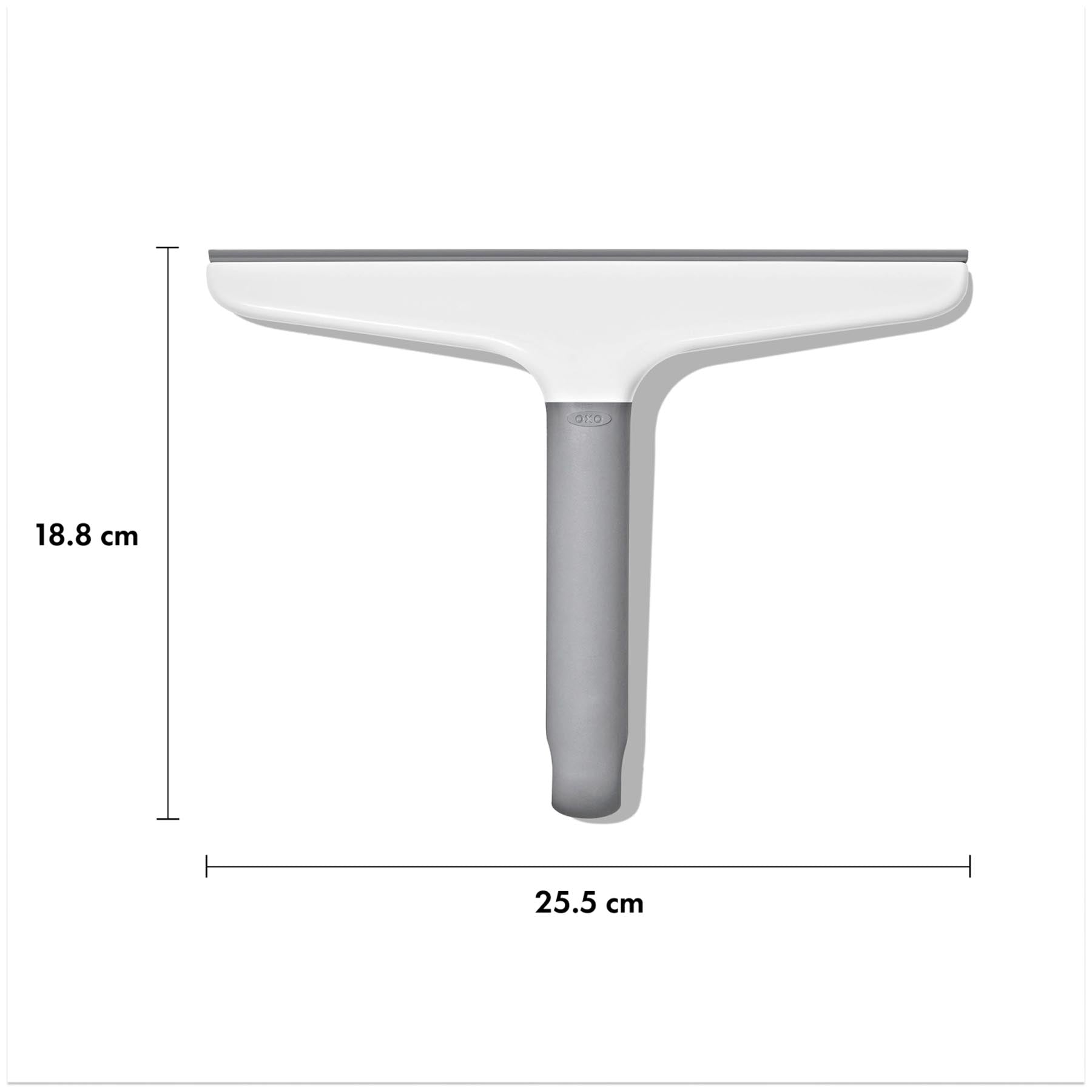 Eleganter GG Abzieher aus Aluminium mit Haken, ideal für müheloses und streifenfreies Abziehen von Wasser auf Fliesen und Duschwänden.