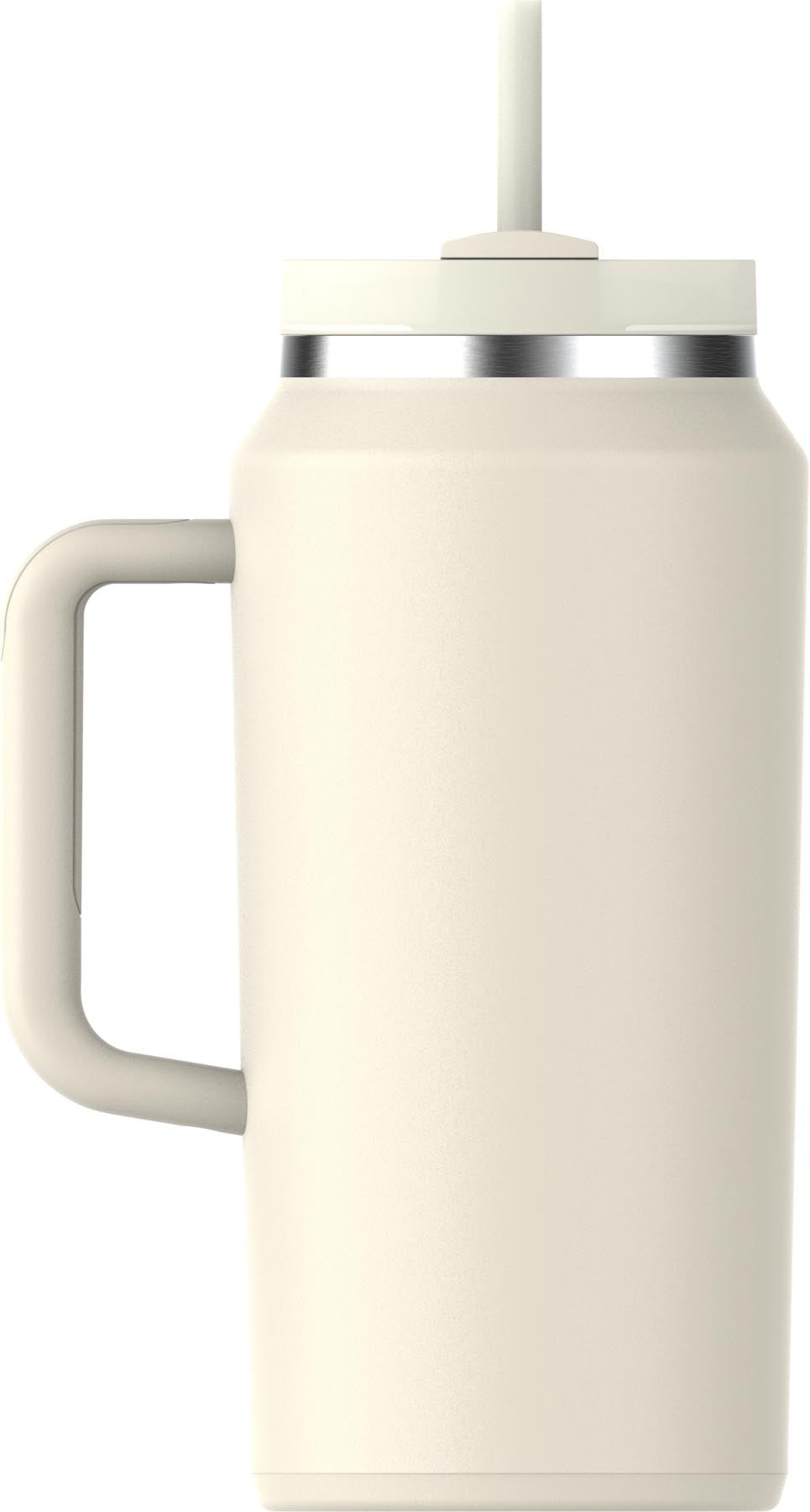 Stylischer Quencher Tumbler von Stanley in sanftem Creme, ideal für kalte Getränke und unterwegs. Perfekt für den Alltag!
