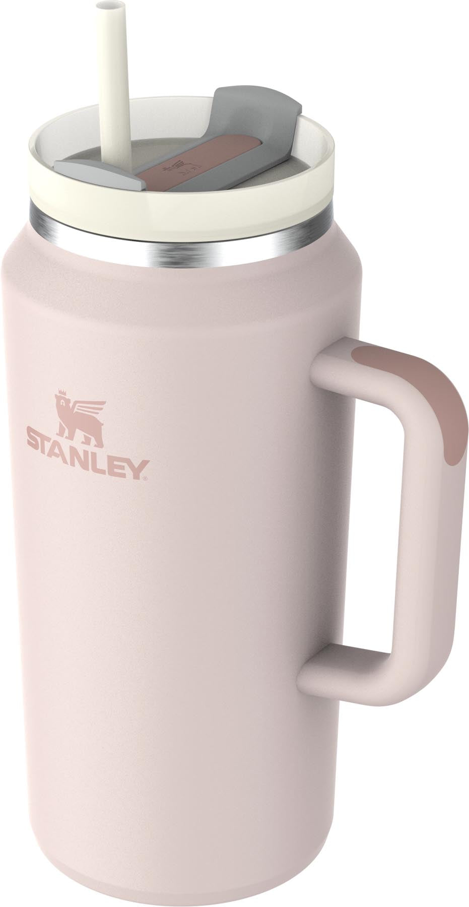 Eleganter Quencher Tumbler 1.9l in sanftem Roséquarz von Stanley, ideal für erfrischende Getränke und den täglichen Gebrauch.
