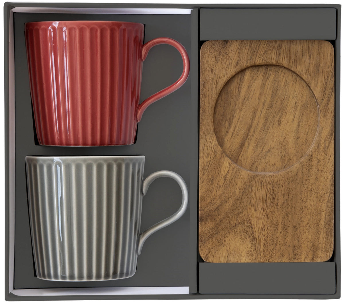 2er Set Take a Break Kaffeetasse 380ml mit Akazienunters. in Mehrfarbig präsentiert im Onlineshop von KAQTU Design AG. Tasse ist von Easy Life