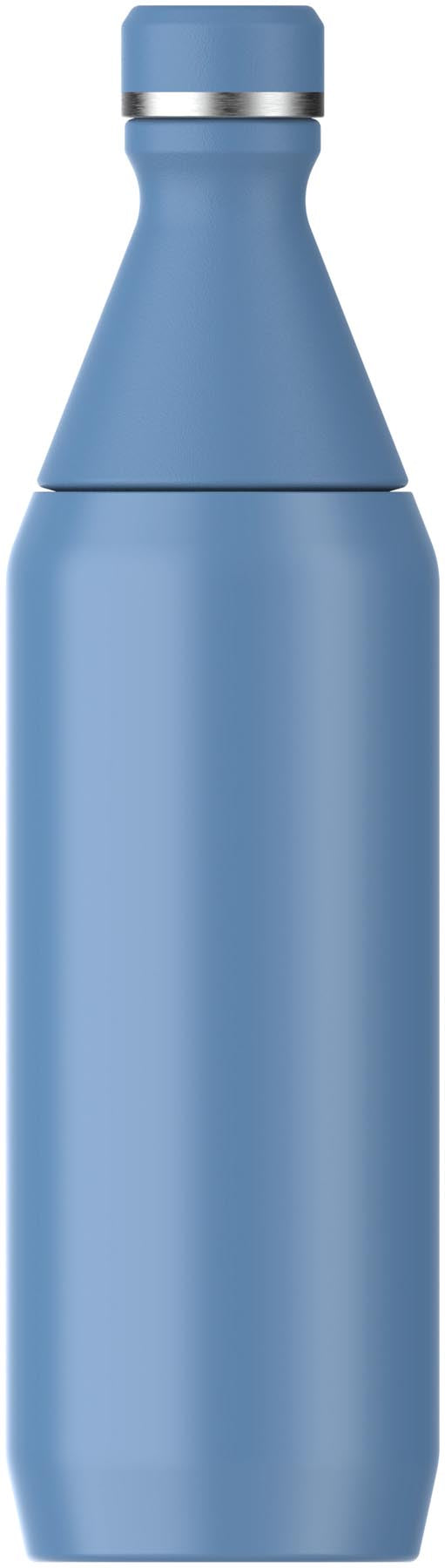 Elegante Thermosflasche in strahlendem Blau mit glänzender Oberfläche, ideal für unterwegs und perfekt für kalte Getränke.