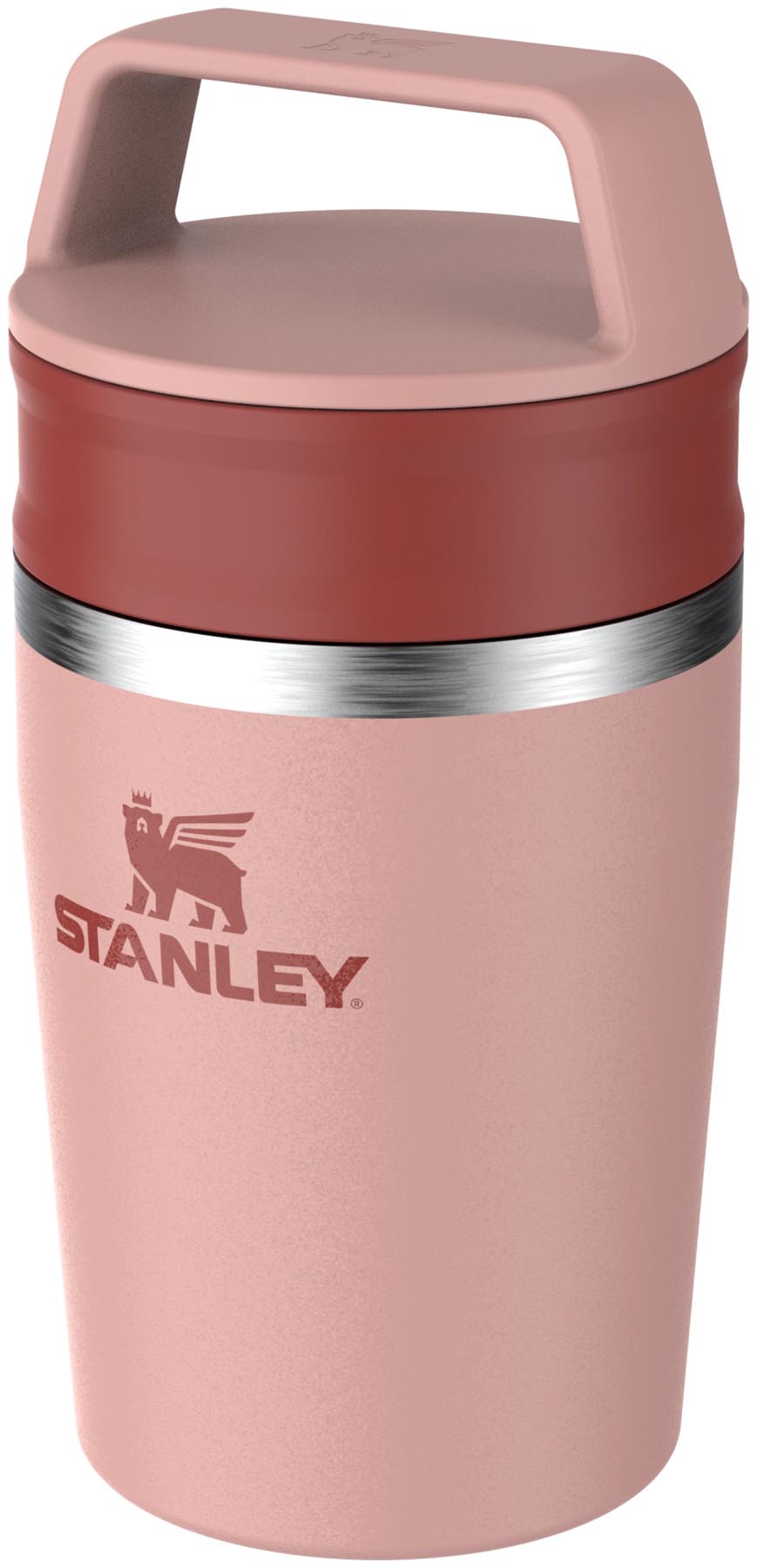 Eleganter Stanley Travel Mug in sanftem Peach Rose, 0.23l, ideal für heiße Getränke unterwegs. Praktisch und stilvoll für Kaffeeliebhaber.