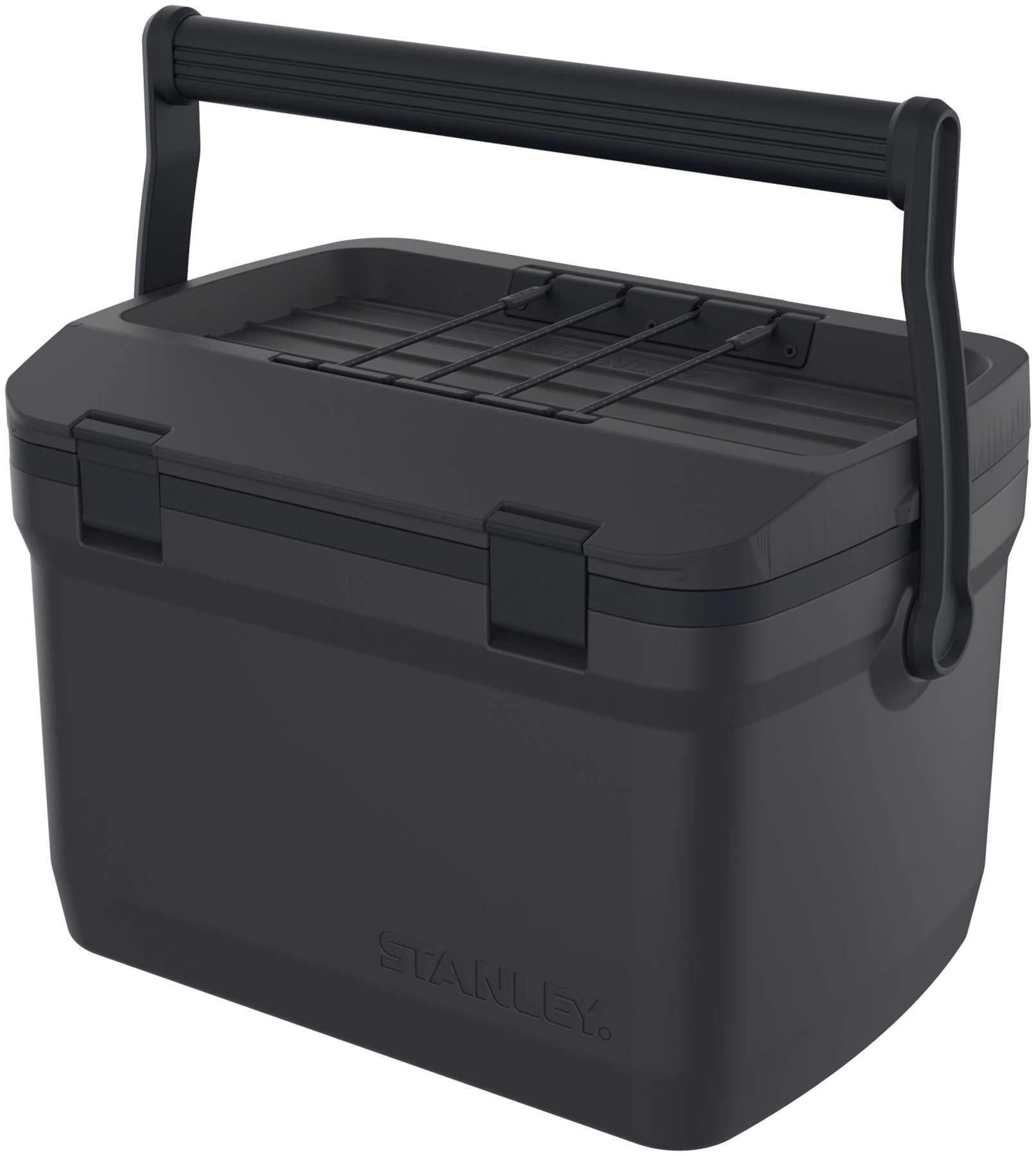 Praktische schwarze Kühltasche von Stanley mit 15,1 l, perfekt für Ausflüge, Camping und Picknicks, bietet optimale Kühlung unterwegs.