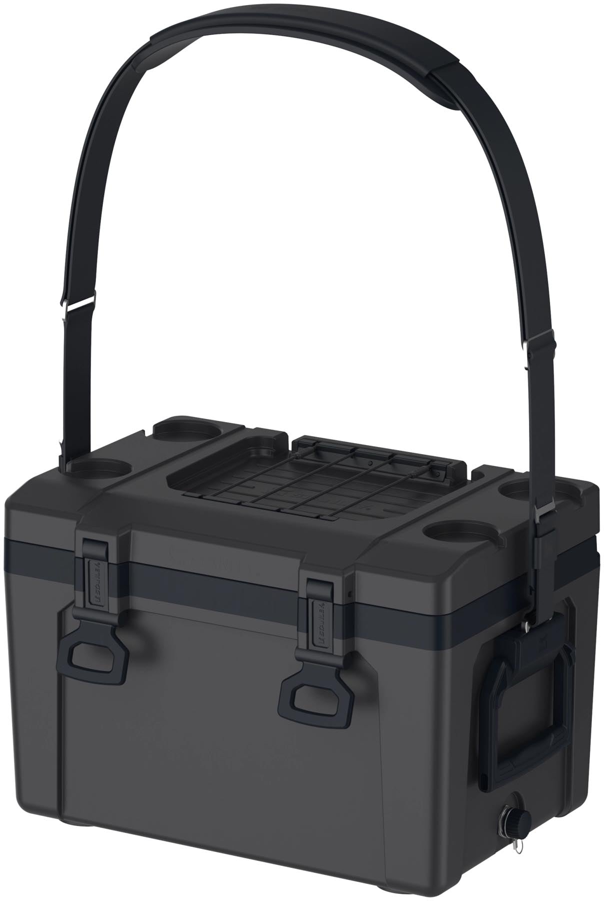 Stylische und funktionale 23 l Kühltasche von Stanley in Schwarz, ideal für Outdoor-Aktivitäten, Picknicks und Reisen.