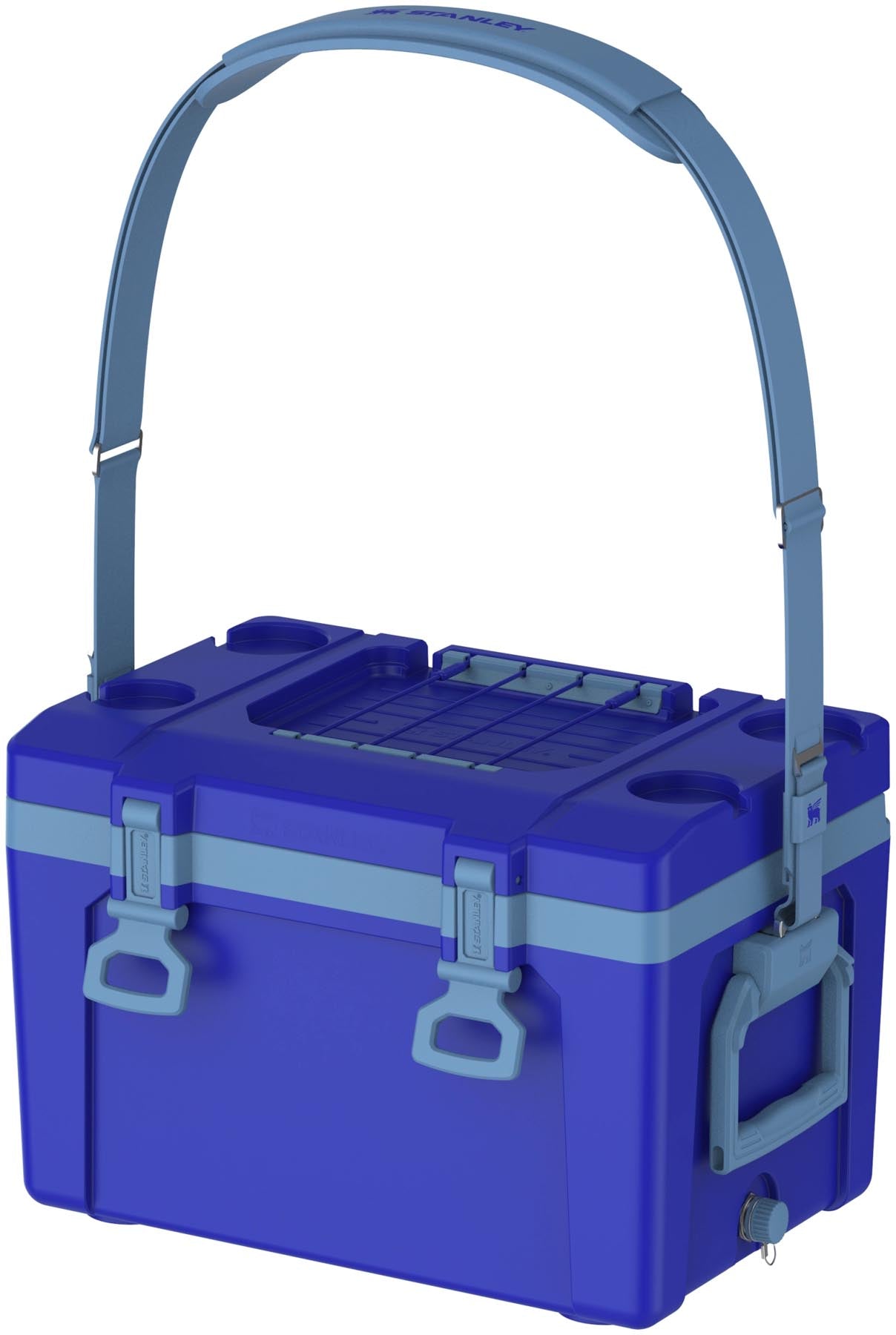 Stylische 23l Kühltasche in Cobalt von Stanley, ideal für Outdoor-Aktivitäten, mit robustem Design und komfortablem Tragegriff.