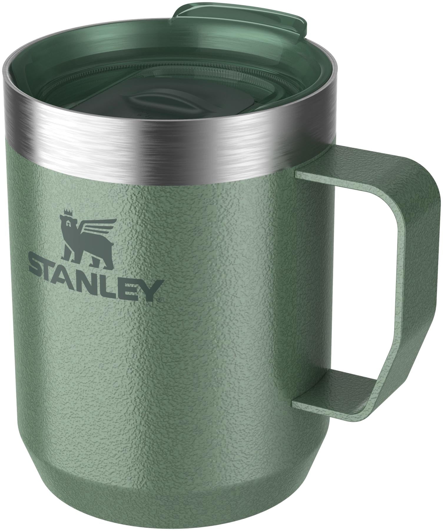 Robuster Camp Mug in Hammertone Green von Stanley, perfekt für Abenteuer und den Alltag. Praktisches Design mit 0.23l Fassungsvermögen.
