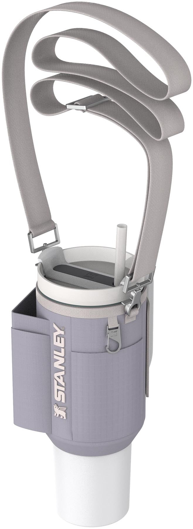 Vielseitige lila Stanley Thermosflasche All-Day Quencher Carry-All 1.18l, perfekt für aktive Tage, sorgt für optimale Temperaturerhaltung.