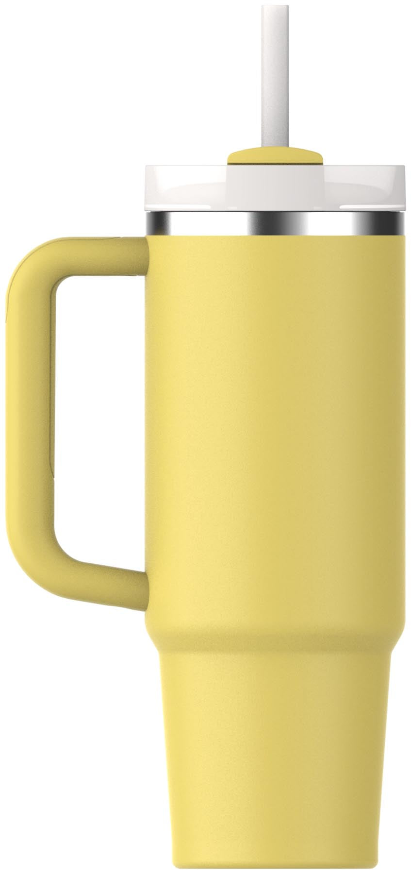 Stylische Thermosflasche Quencher FlowState 0.89l in leuchtendem Daffodil-Gelb von Stanley, ideal für unterwegs und umweltfreundlich.