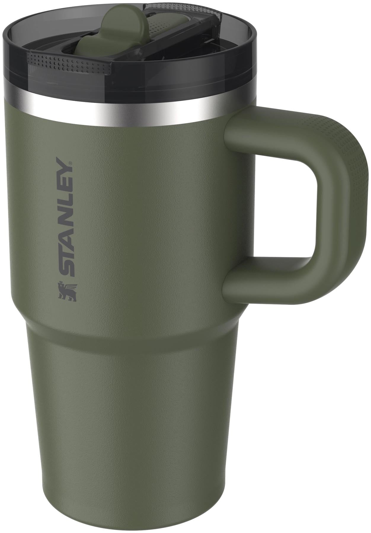 Moderne Stanley Thermosflasche Quencher ProTour in dried pine, 0.59l, mit praktischem Flip Straw – perfekt für kalte Getränke unterwegs.