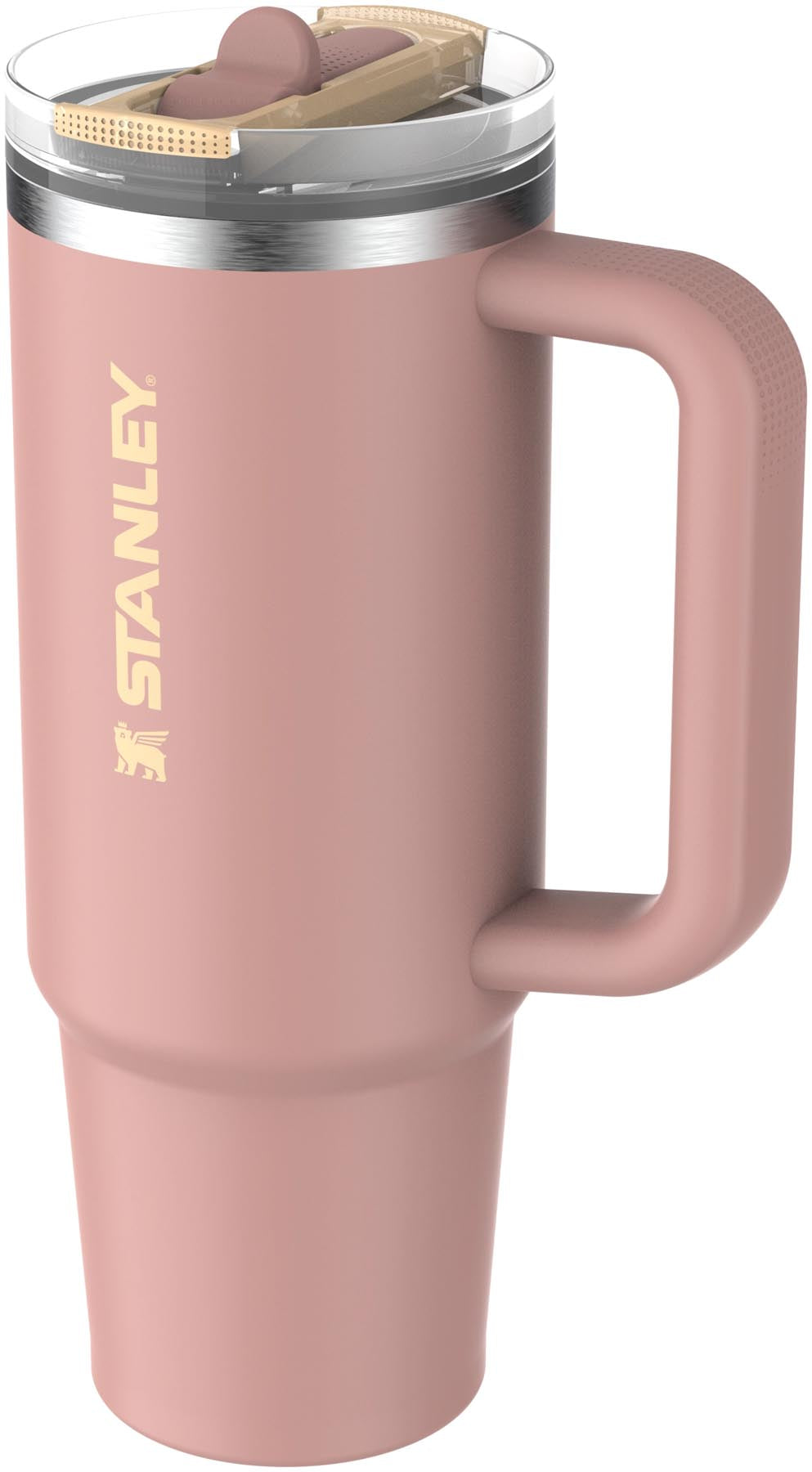 Moderne Stanley Thermosflasche Quencher ProTour in Peach Rose mit praktischem Flip Straw, ideal für erfrischende Getränke unterwegs.