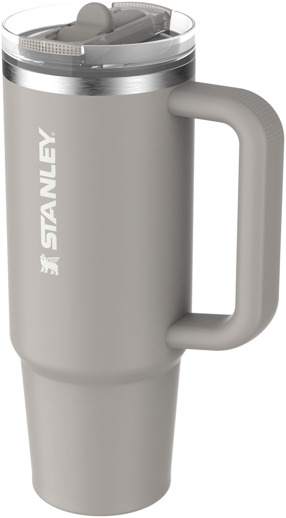 Moderne Stanley Thermosflasche Quencher ProTour mit Flip Straw, 0.89l, in schickem Ash-Grau, perfekt für Sport und Outdoor-Aktivitäten.