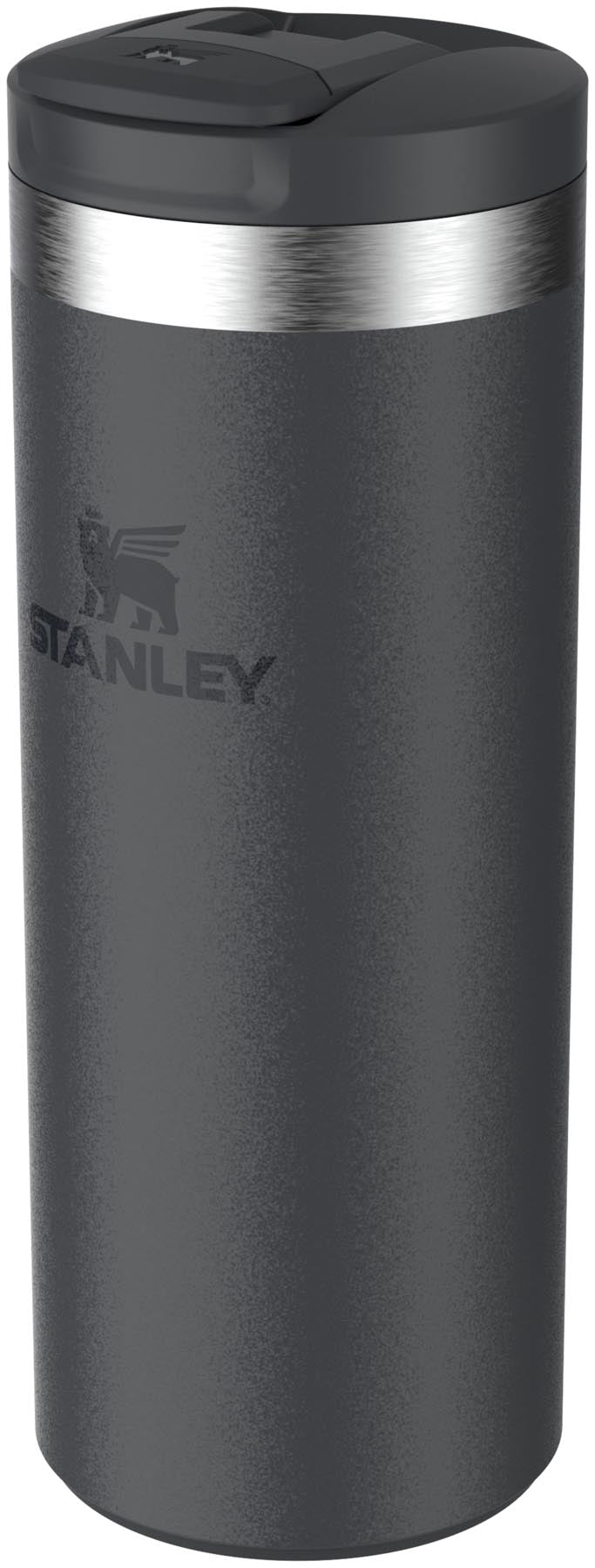 Stylischer Stanley Transit Fliptop Becher in Schwarz, 0.35l, perfekt für heiße und kalte Getränke. Robustes Design für den Alltag.