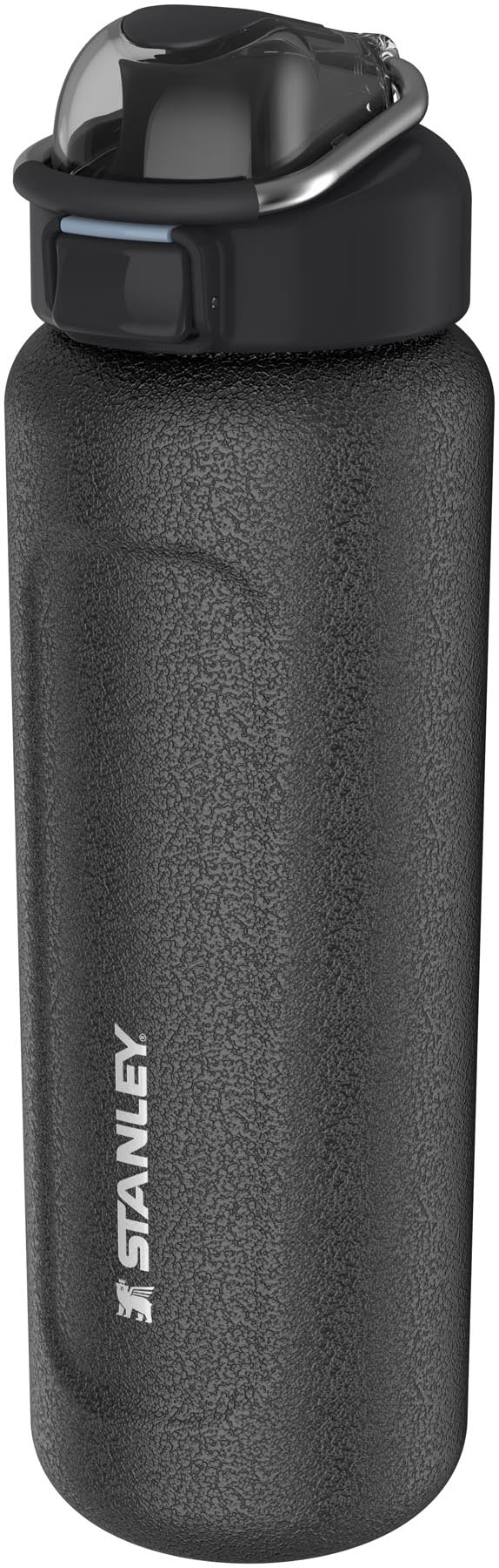 Elegante 0.7l Thermosflasche von Stanley in Hammertone Schwarz, perfekt für Outdoor-Aktivitäten und sorgt für optimale Temperaturhaltung.