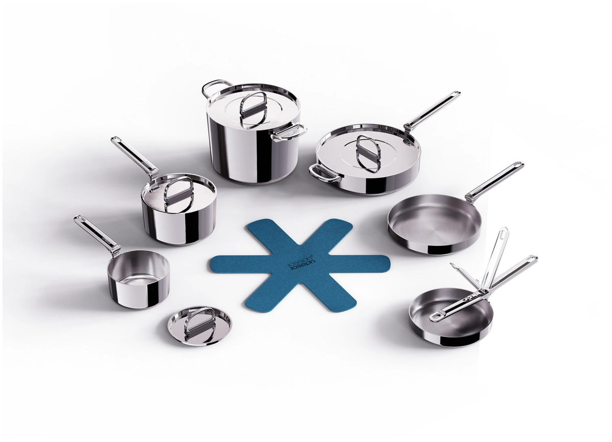 6er Set Space Steel Pfannenset Klappgr. 15+19+20+24+28+25cm in Silber präsentiert im Onlineshop von KAQTU Design AG. Kochtopfset ist von Joseph Joseph