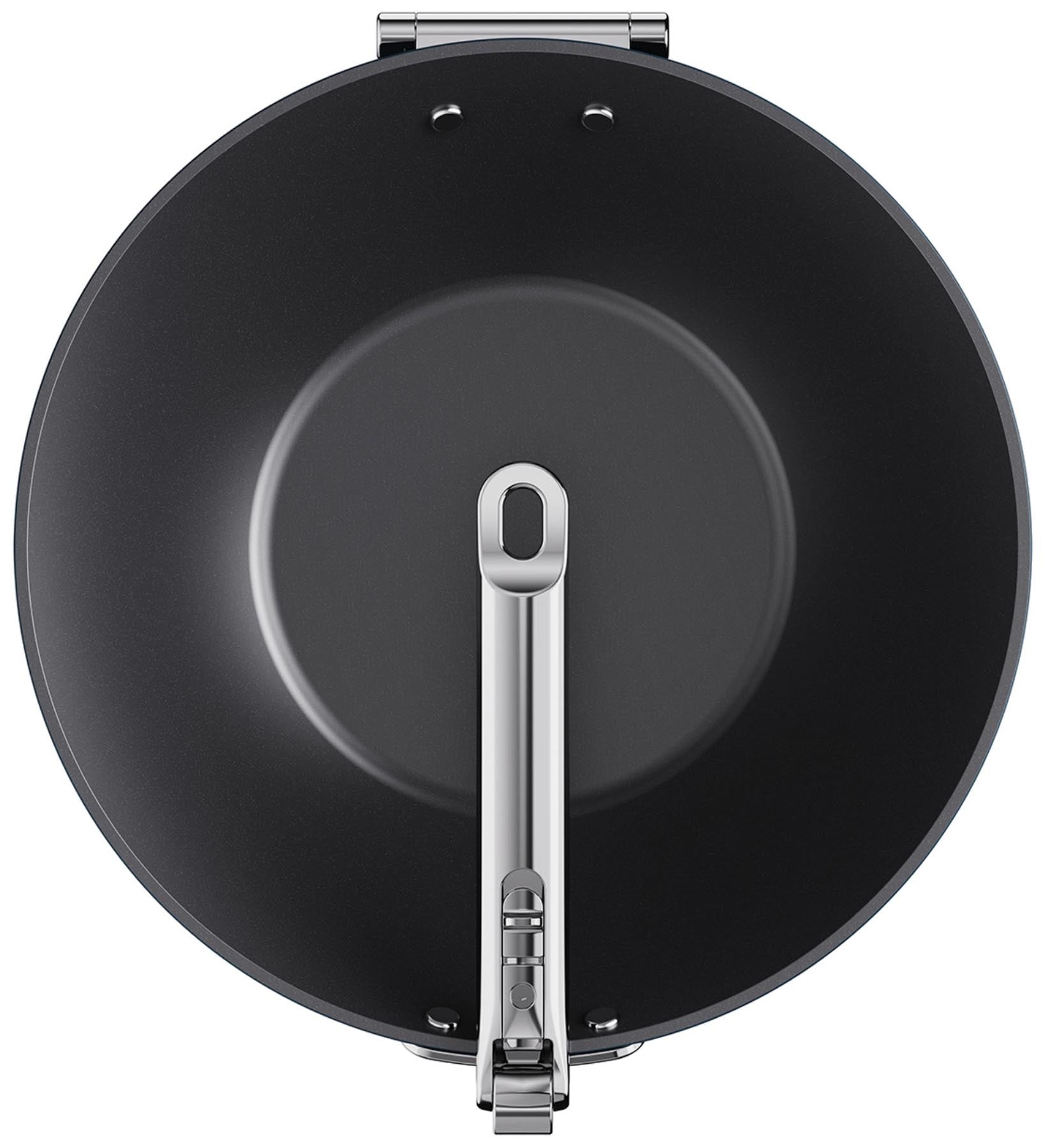 Moderner 32 cm Wok aus hochwertigem Edelstahl von Joseph Joseph, ausgestattet mit einem praktischen Klappgriff und einem antihaftbeschichteten Deckel für vielseitiges Kochen.