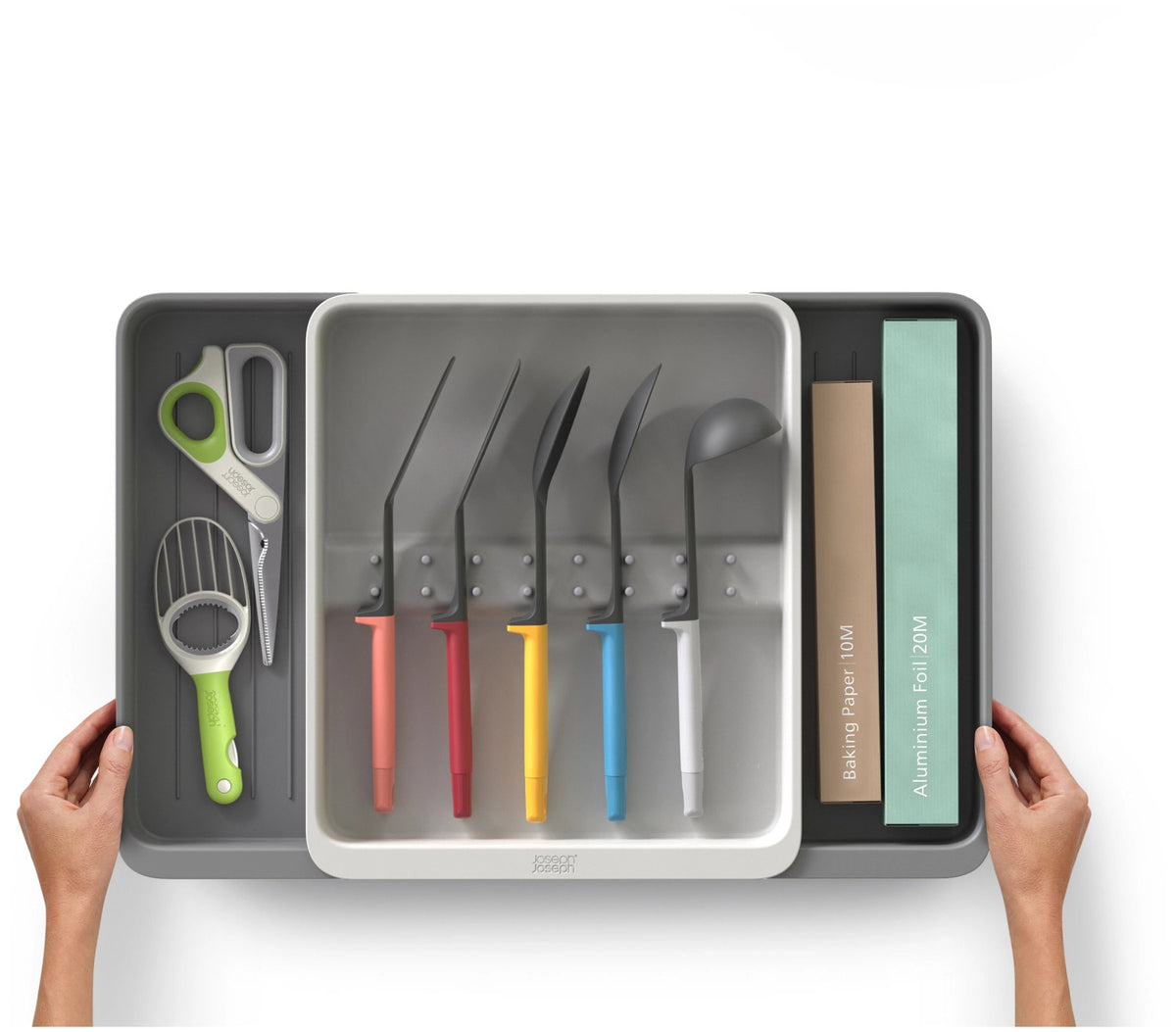 DrawerStore Besteckkasten für Utensilien recycl. Kunststoff in Grau präsentiert im Onlineshop von KAQTU Design AG. Besteckboxen ist von Joseph Joseph