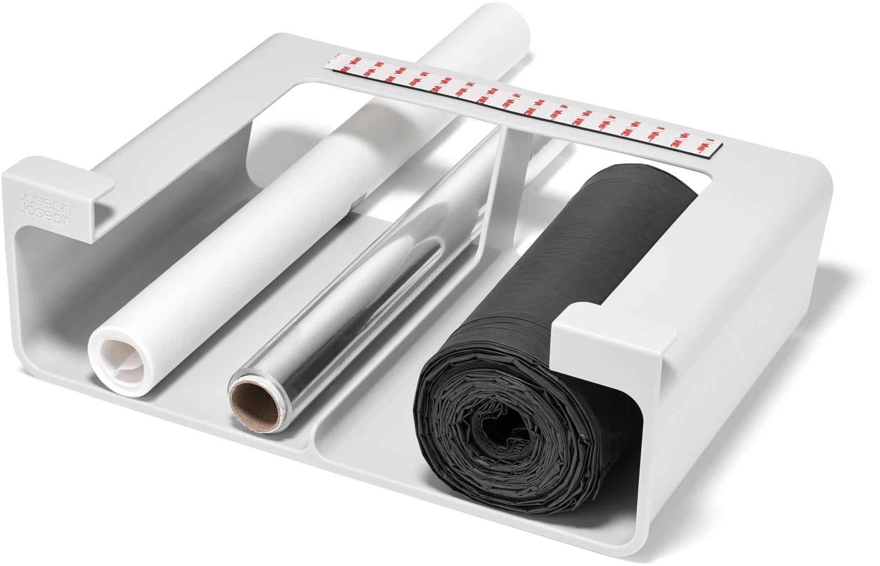 Stylischer Küchenorganizer von Joseph Joseph in modernem Grau, ideal zur übersichtlichen Lagerung von Recyclingbeuteln in der Küche.