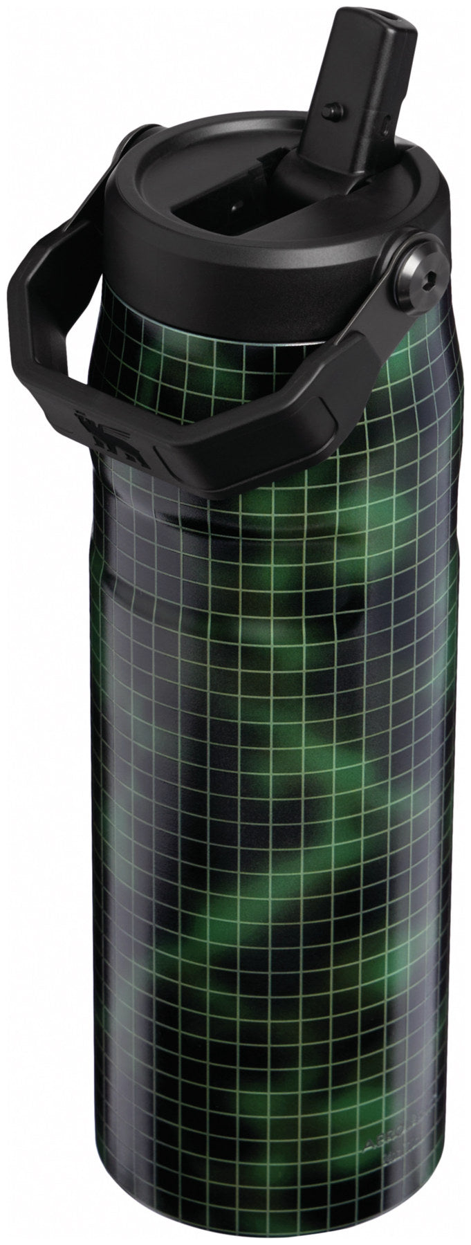 Grüne Stanley Thermosflasche IceFlow Flip Straw in Dried Pine Blur mit Strohhalm-Verschluss