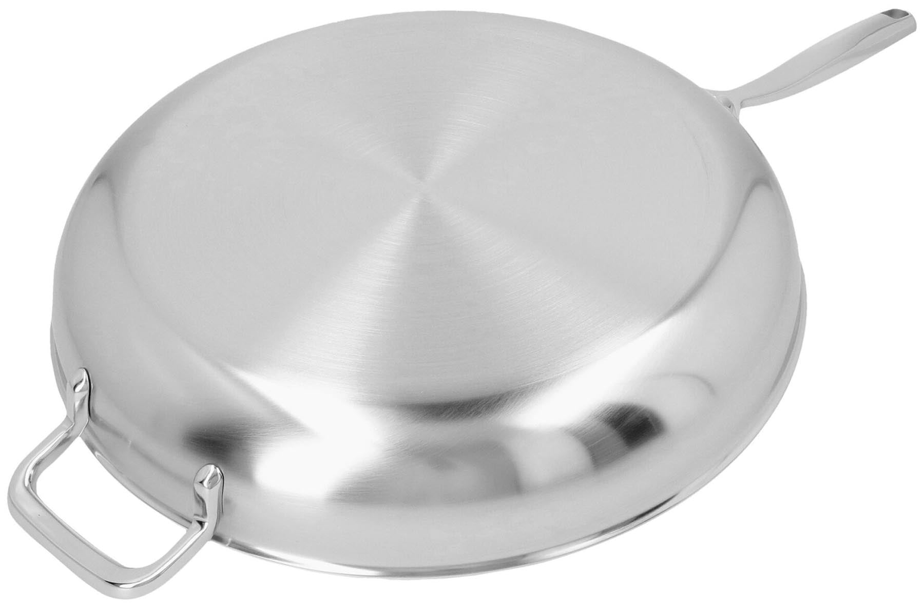 Robuste 32 cm Bratpfanne aus der 5 Plus Serie von Demeyere, perfekt für fettfreies Braten und gleichmäßige Wärmeverteilung.