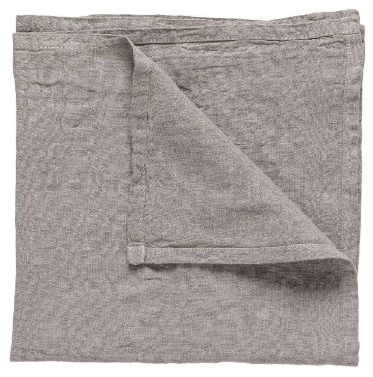 Grauer Tischläufer aus 100% Leinen von Costa Nova, Modell Maria Runner 45x170cm, ausgebreitet auf einer Oberfläche, hergestellt in Portugal.