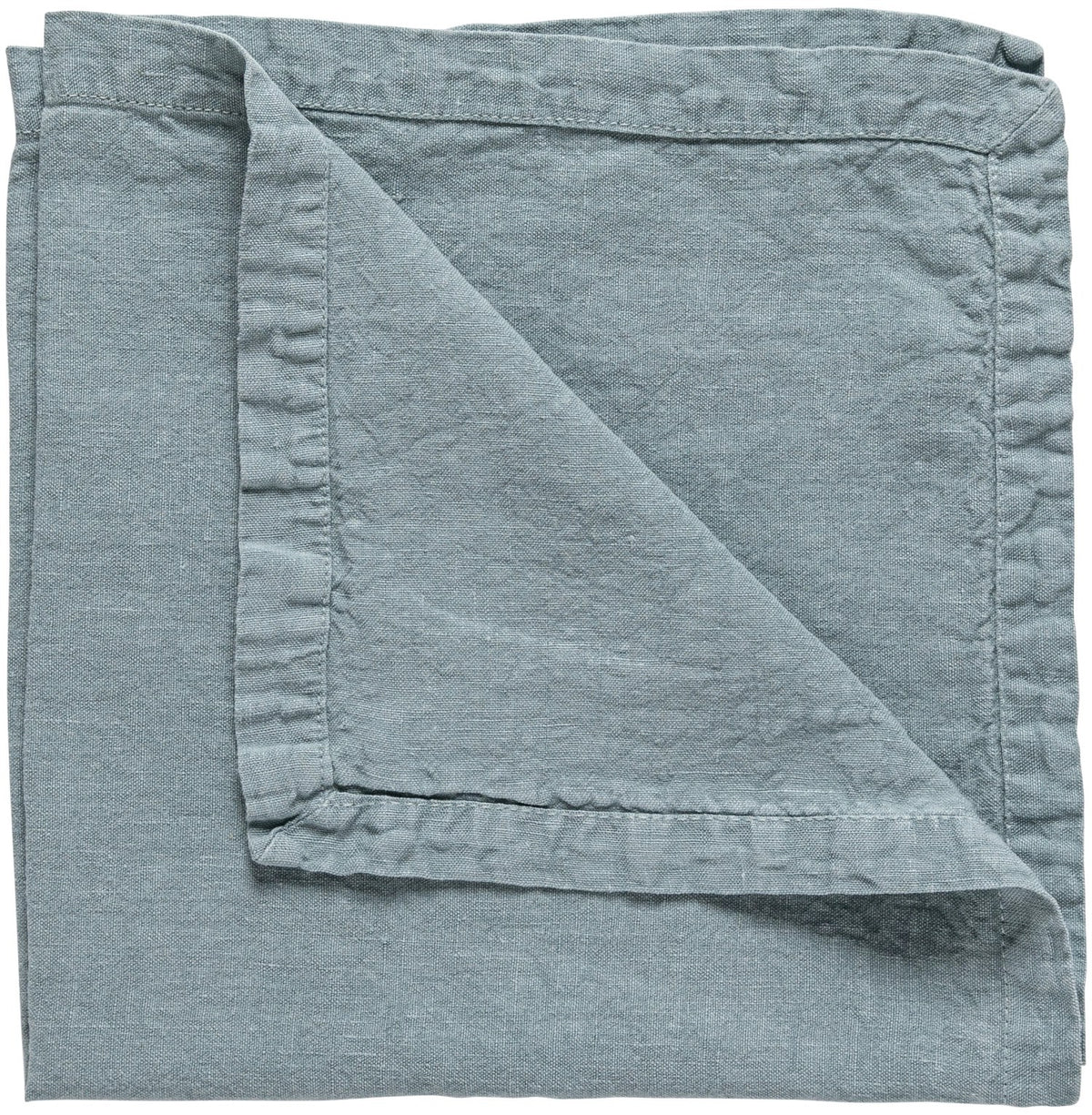 Quadratische grüne Serviette Maria Napkin 47x47cm aus 100% Leinen von Costa Nova, gefaltet auf hellem Untergrund liegend.