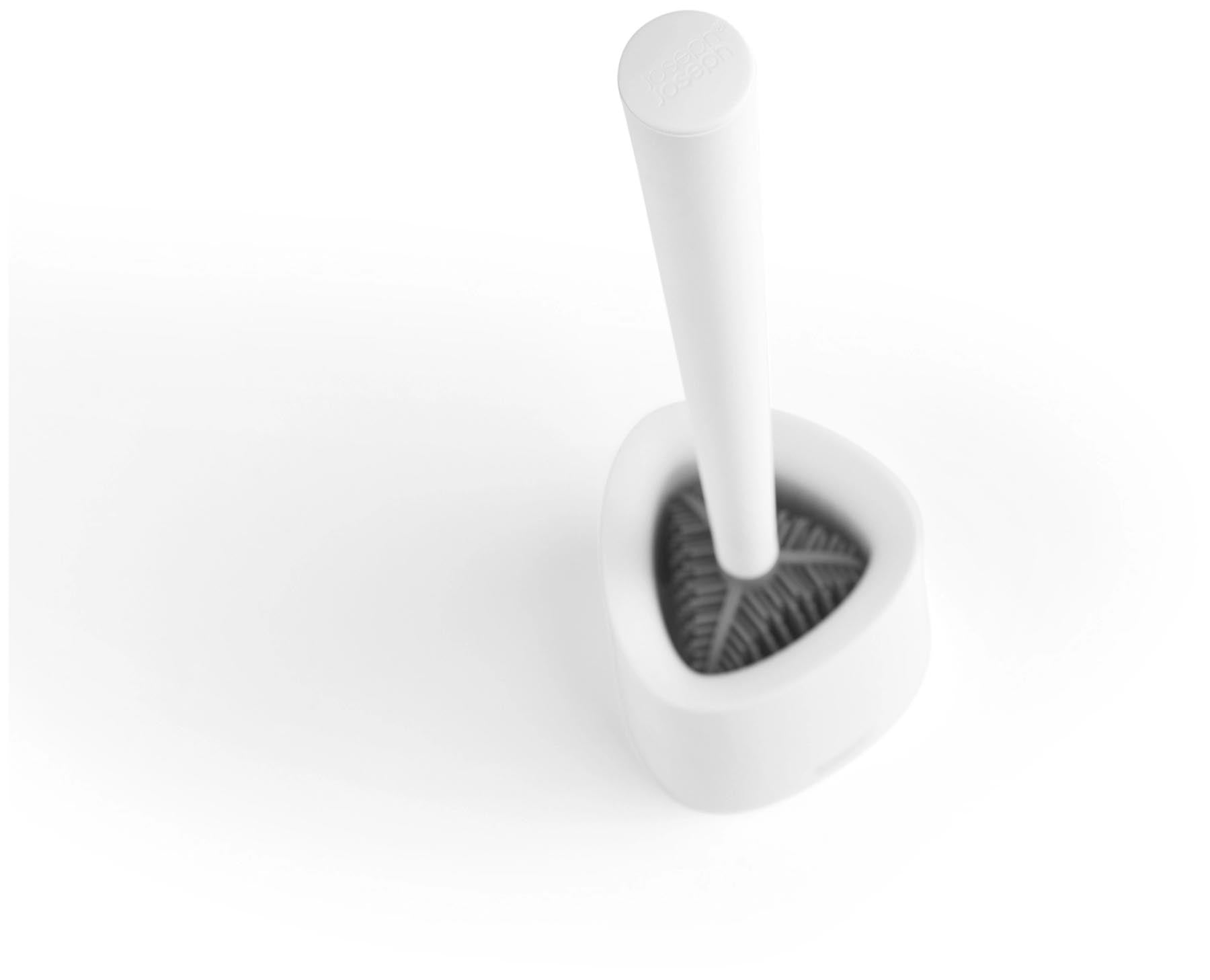 Elegante weiße Toilettenbürste Flex 360 Lite von Joseph Joseph, ideal für gründliche Reinigung und ansprechendes Design im Bad.