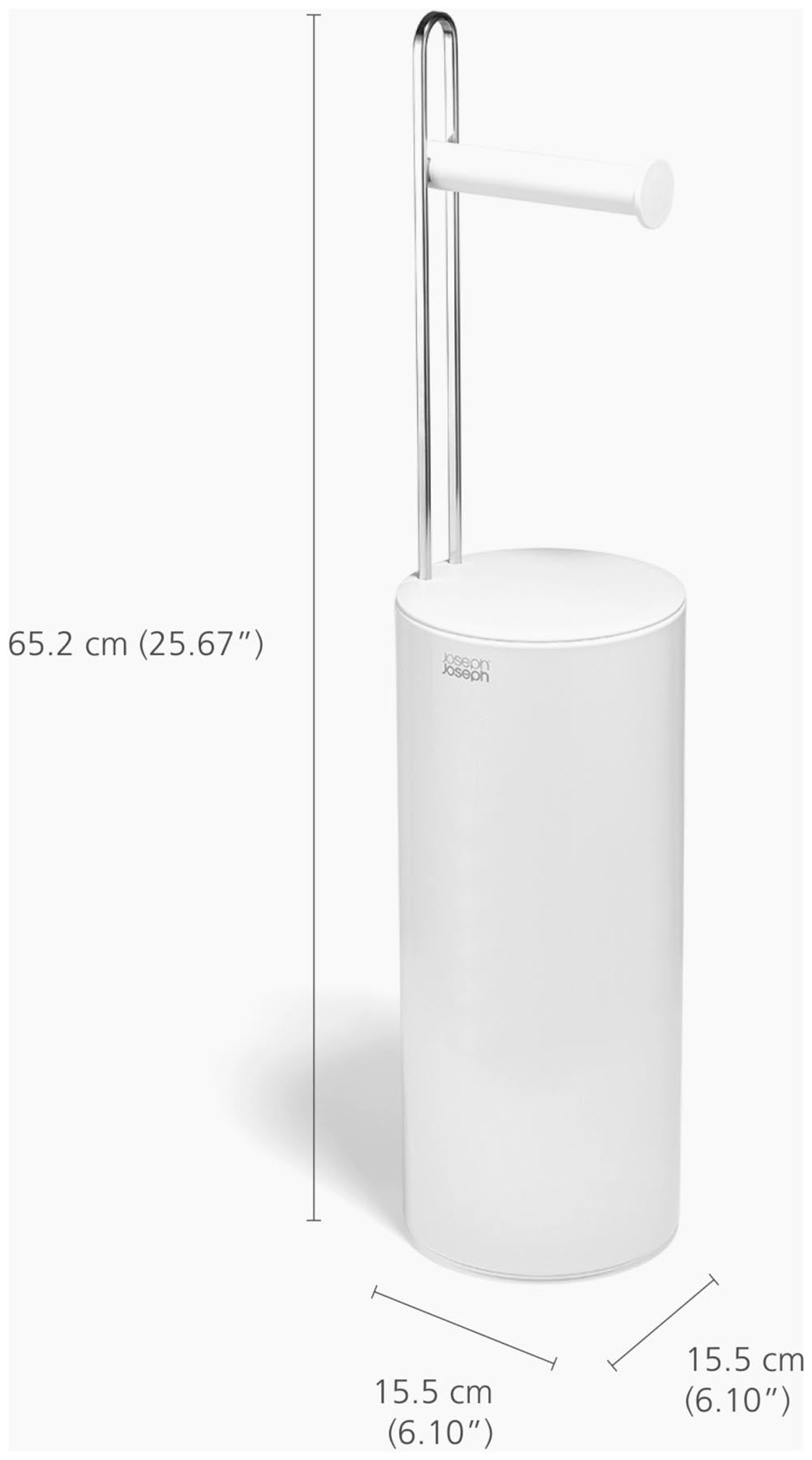 Eleganter Toilettenpapierhalter in Weiß von Joseph Joseph, der Funktionalität und Stil vereint und für eine ordentliche Badezimmergestaltung sorgt.