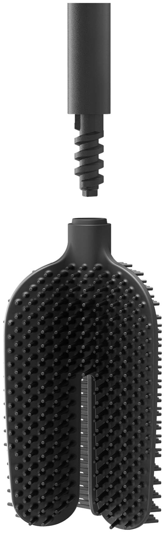 Elegante schwarze Toilettenbürste Flex 360 Lite von Joseph Joseph, ideal für gründliche Reinigung und stilvolle Badezimmergestaltung.