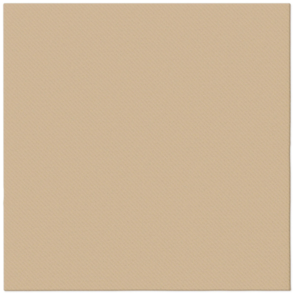 Zwölf quadratische Papierservietten in Beige, unifarben, Grösse 40x40cm, gefaltet und übereinander gestapelt, Marke PAW.