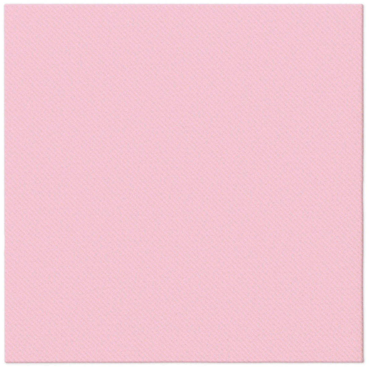 Zwölf quadratische Papierservietten in hellem Rosa (Monocolor), Format 40x40cm, gefaltet und gestapelt, Marke PAW aus der Decor Collection.