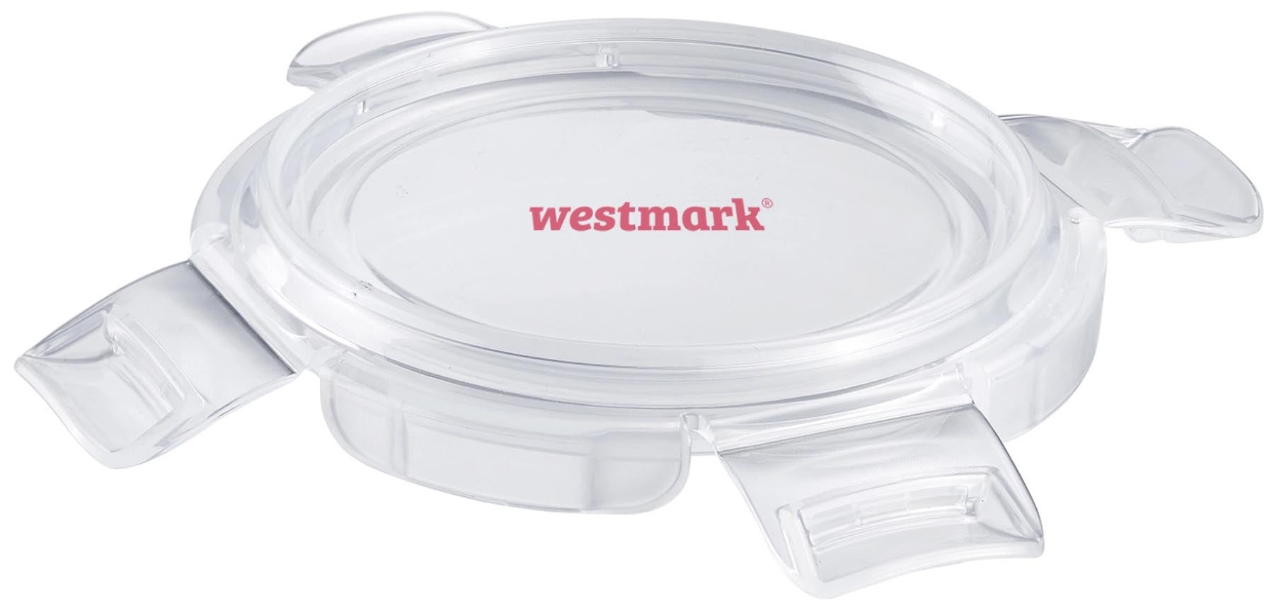 Kleine runde Glasdose von Westmark mit 200ml Volumen, perfekt für die Aufbewahrung von Lebensmitteln und Snacks, elegant und praktisch.