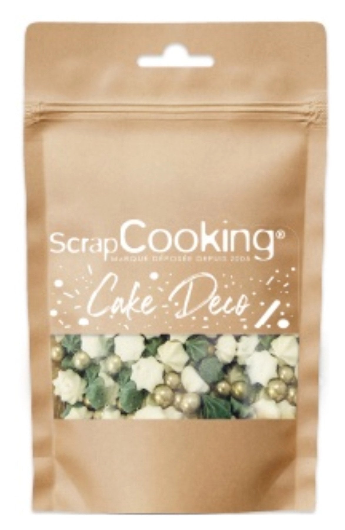 Braunes Zuckerdekor mit Wald-Motiv der Marke Scrap Cooking, flache Verpackung mit Massangaben 16.1 x 10.1 x 2 cm, Zutat zum Backen.