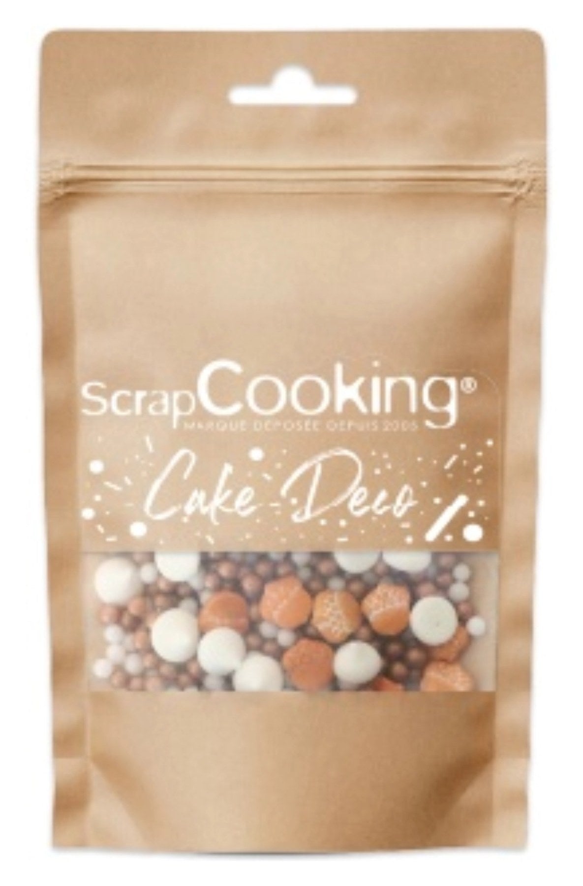 Verpackung mit braunem Zuckerdekor Herbst, 40g, Streudekoration für Gebäck und Torten in herbstlichen Farbtönen von Scrap Cooking.