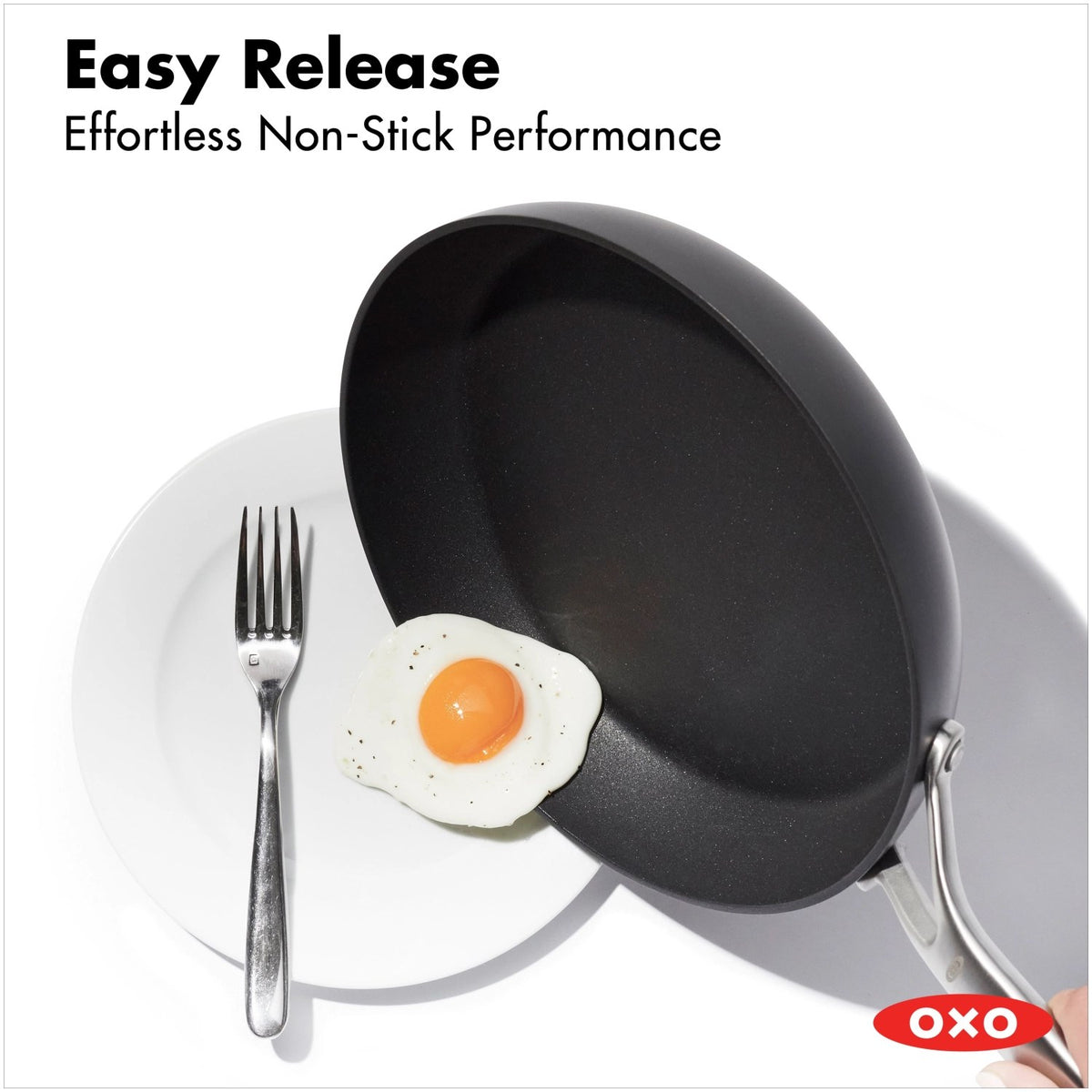 Zehnteiliges Kochgeschirrset von OXO in Anthrazit mit Glasdeckeln, hart-anodisierten Töpfen und Pfannen sowie Antihaftbeschichtung.