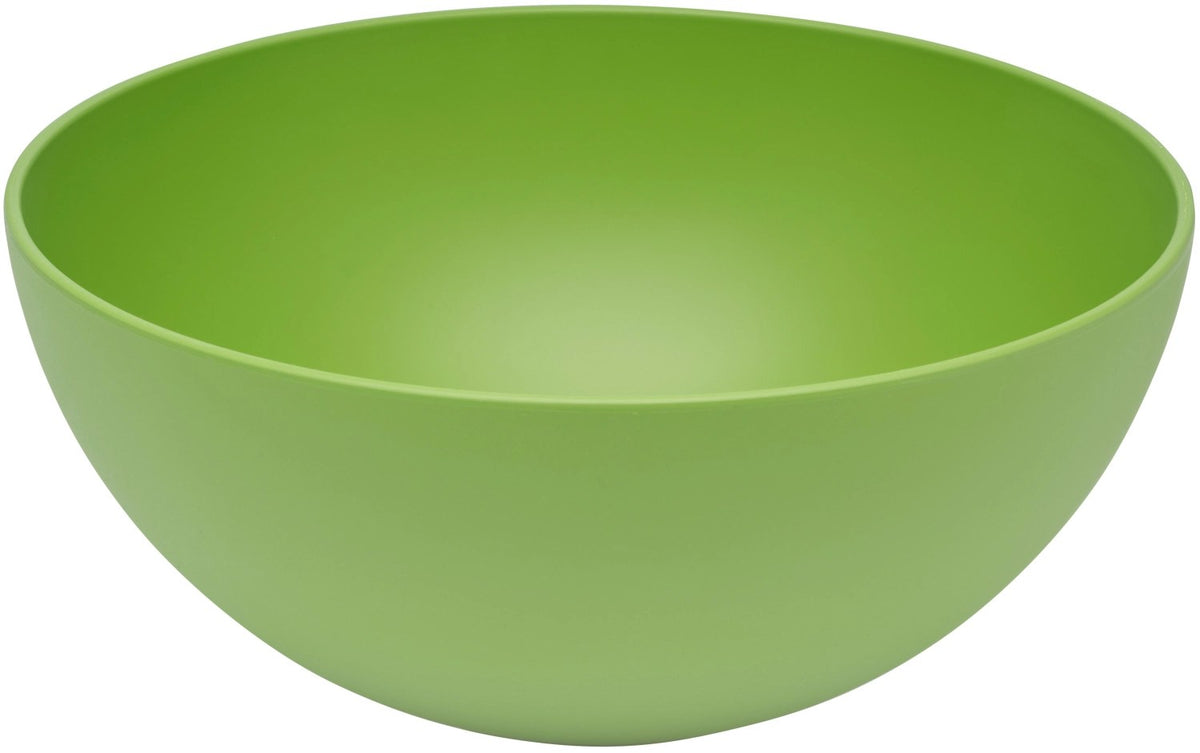 Grüne runde Schüssel aus Biopolymer-Material, Durchmesser 25.4 cm, Höhe 11 cm, mit glatter Oberfläche und klarer, schlichter Form.