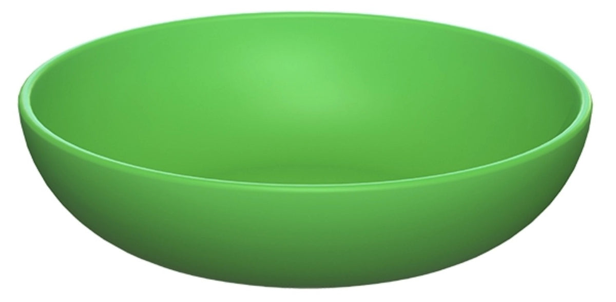 Grüne runde Schale aus Biopolymer-Material Magnat® von MAGU, Durchmesser 18 cm, Höhe 4.5 cm, glatte Oberfläche für Küche und Tisch.