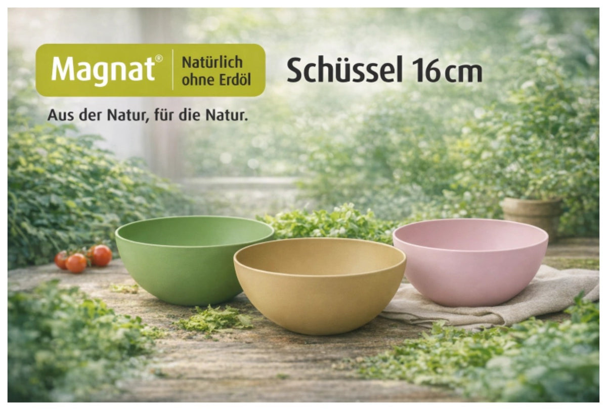 Weisse Schüssel aus Biopolymer-Naturmaterial in urban-grey Optik, Masse 16 x 16 x 7 cm, mit klarer, schlichter Form.