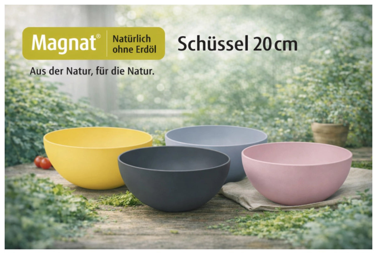 Pinke Schüssel aus Biopolymer-Material von MAGU, rund geformt, Durchmesser 19.8cm, Höhe 8.9cm, glatte Oberfläche in Pink-Cherry-Farbton.