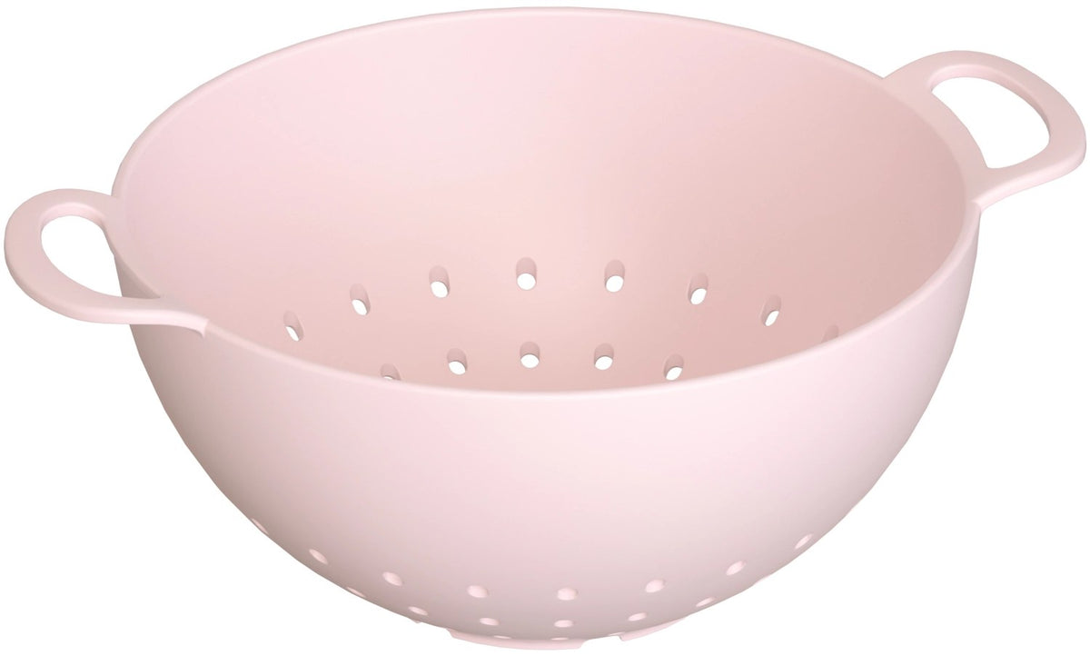 Kleines pinkfarbenes Küchensieb aus Biopolymer-Material, rund geformt, Masse 15x15x7cm, Hersteller MAGU, Modell Biopolyme Cherry.